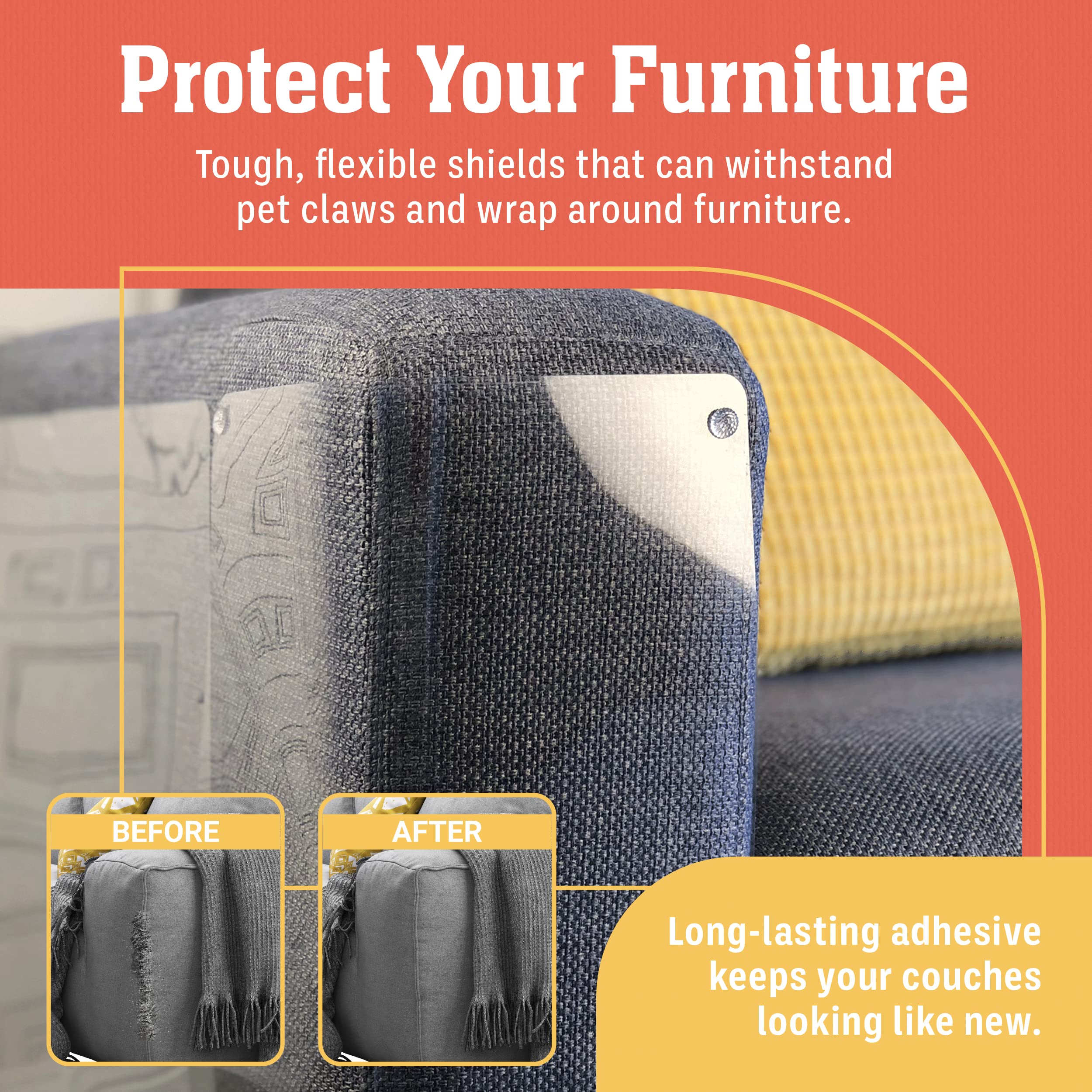 Stelucca Amazing Shields Sofa Protectors From Pets - 6-Pack Of 17-Inch X 12-Inch Cat Anti Scratch Furniture Protectors W/ Twist