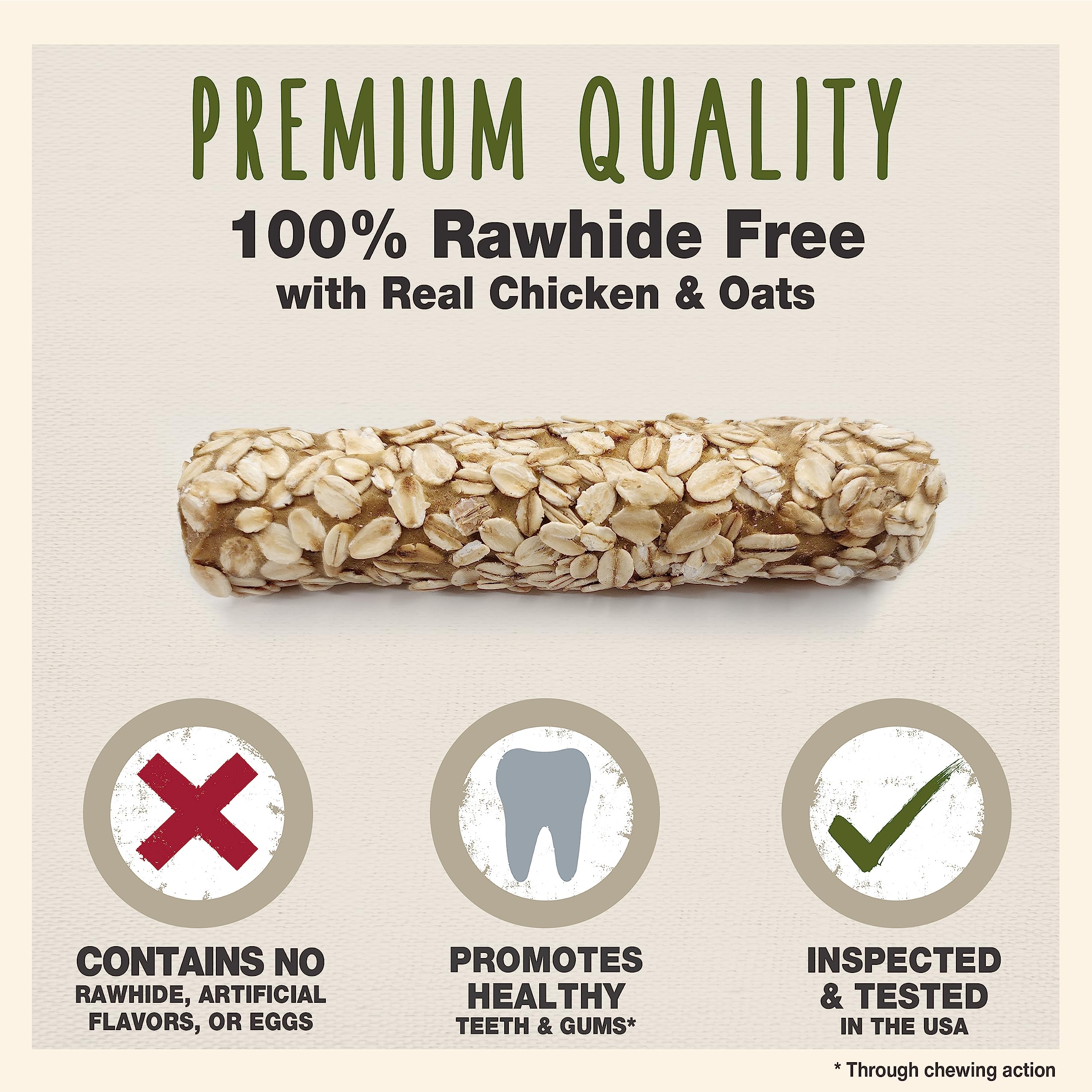 Cadet Smart Hide Rawhide Free Dog Treats - Oat Coated, 2 Count