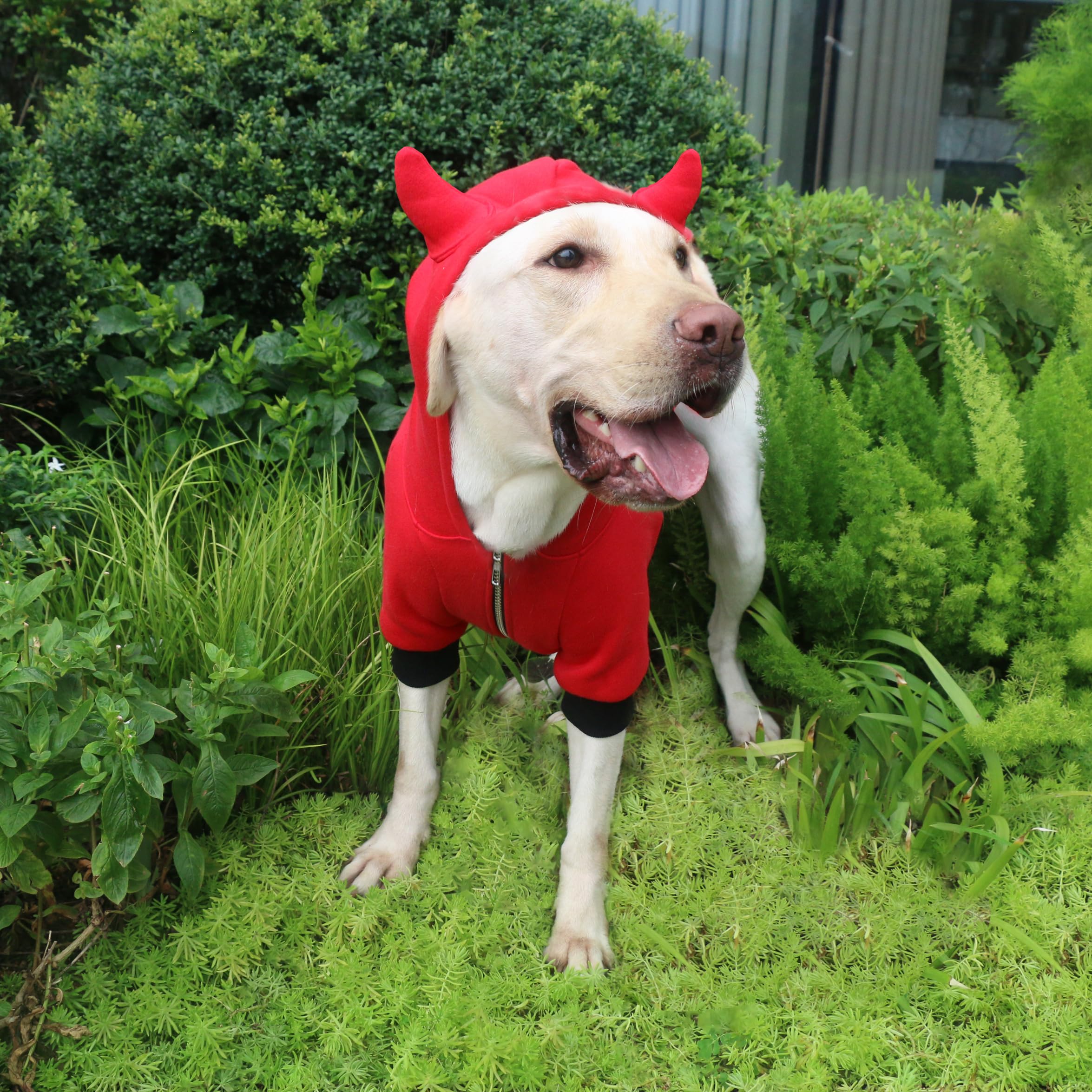 Arunners Little Devil Christmas Costumes Clothes For Extra Large Dogs Demon Hoodies Labrador Rottweiler Great Dane, Red, 8X-Larg