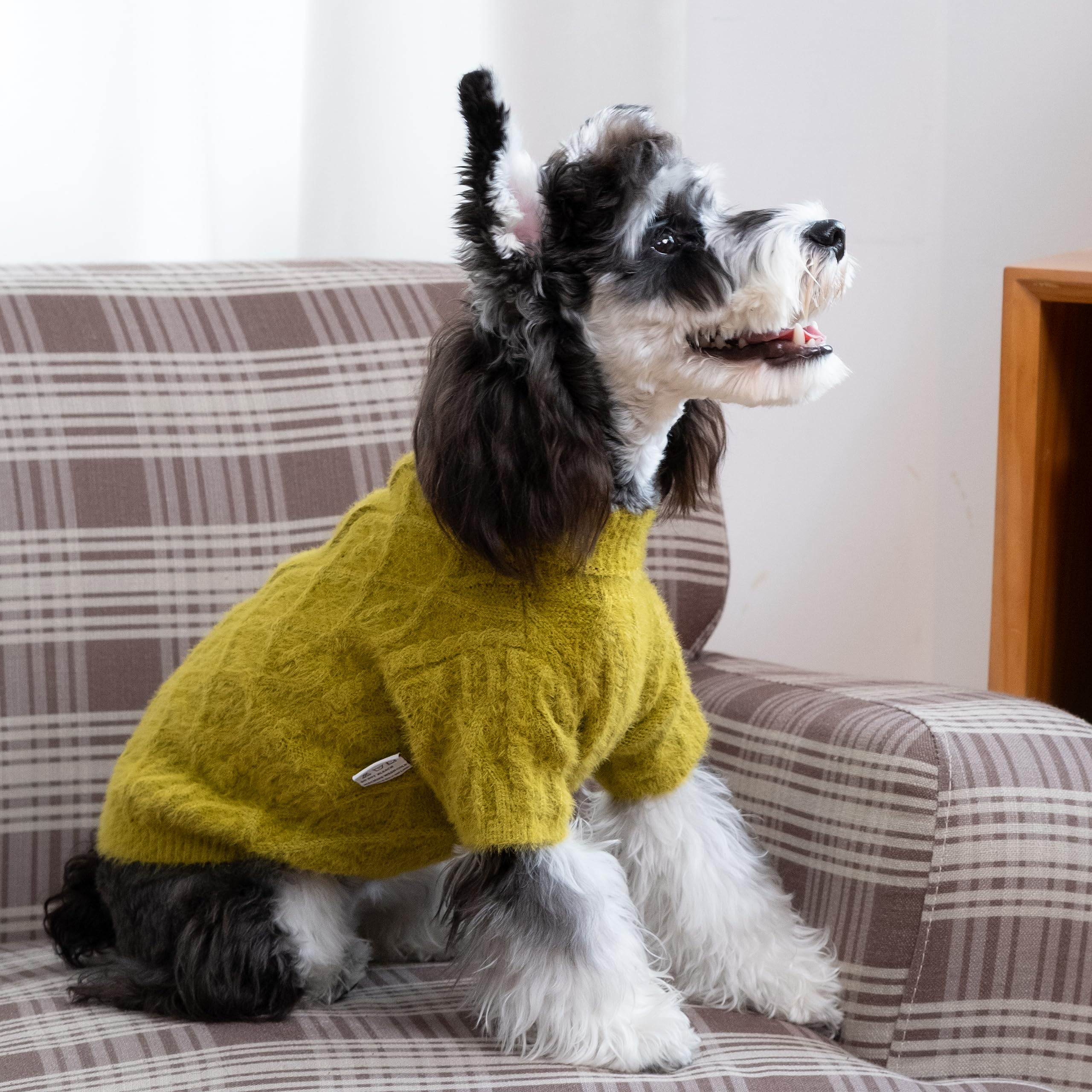 Cutebone Imitation Mink Dog Sweater, Soft And Stretchy Puppy Winter Clothes Small Dog Pullover Cable Knit Pet Sweater With Butto
