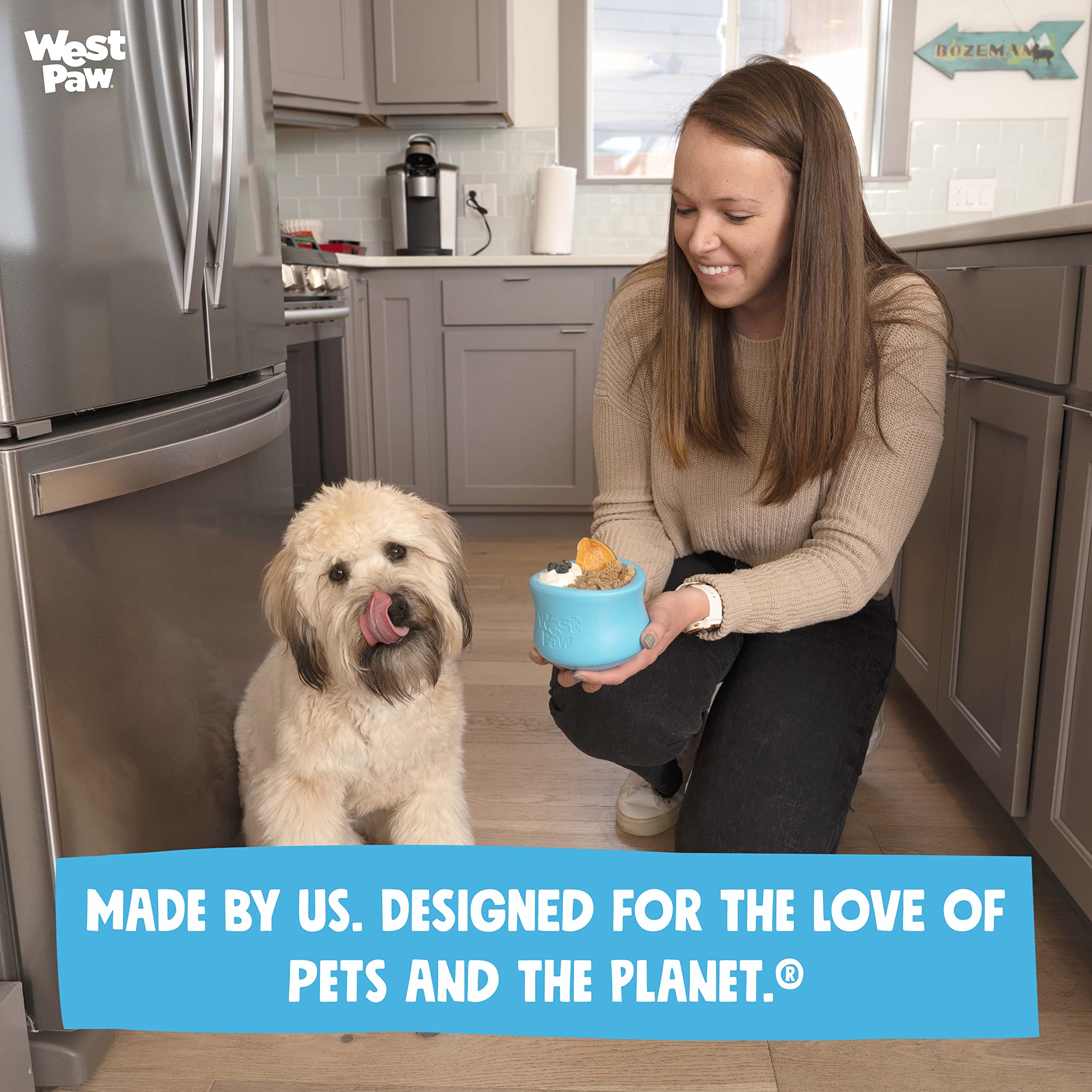 WEST PAW Zogoflex Toppl Interactive Treat Dispensing Dog Puzzle Play Toy, 100% Guaranteed Tough, It Floats!, Made in USA, Large,
