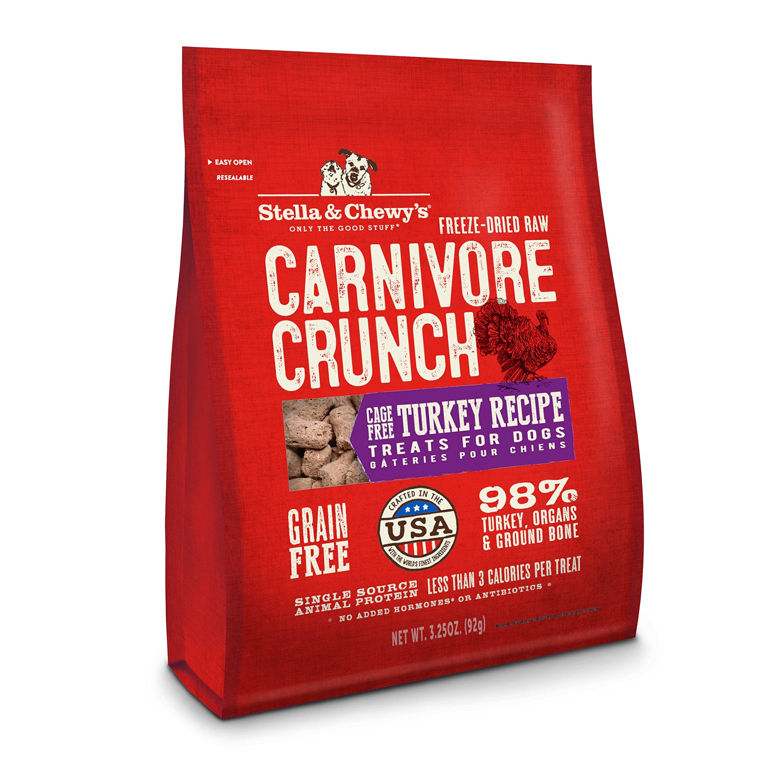 Stella & Chewys Freeze-Dried Raw Carnivore Crunch Cage-Free Turkey Recipe Dog Treats - 3.25 oz. Bag