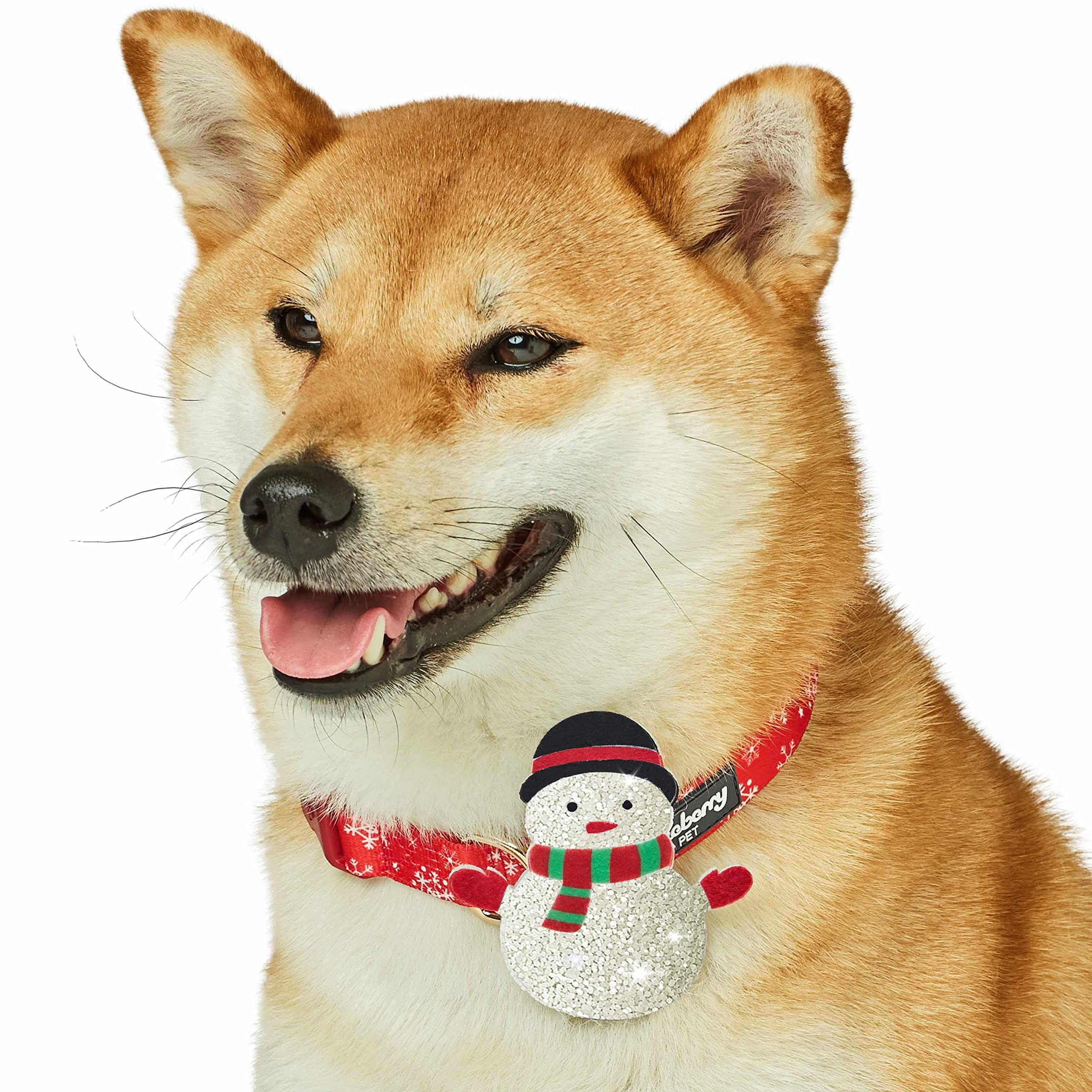 Blueberry Pet Christmas Snowflake Adjustable Dog Collar, Medium, 14.5''-20'', Festive Snowman D  Cor - Dog Collars For Small Dog