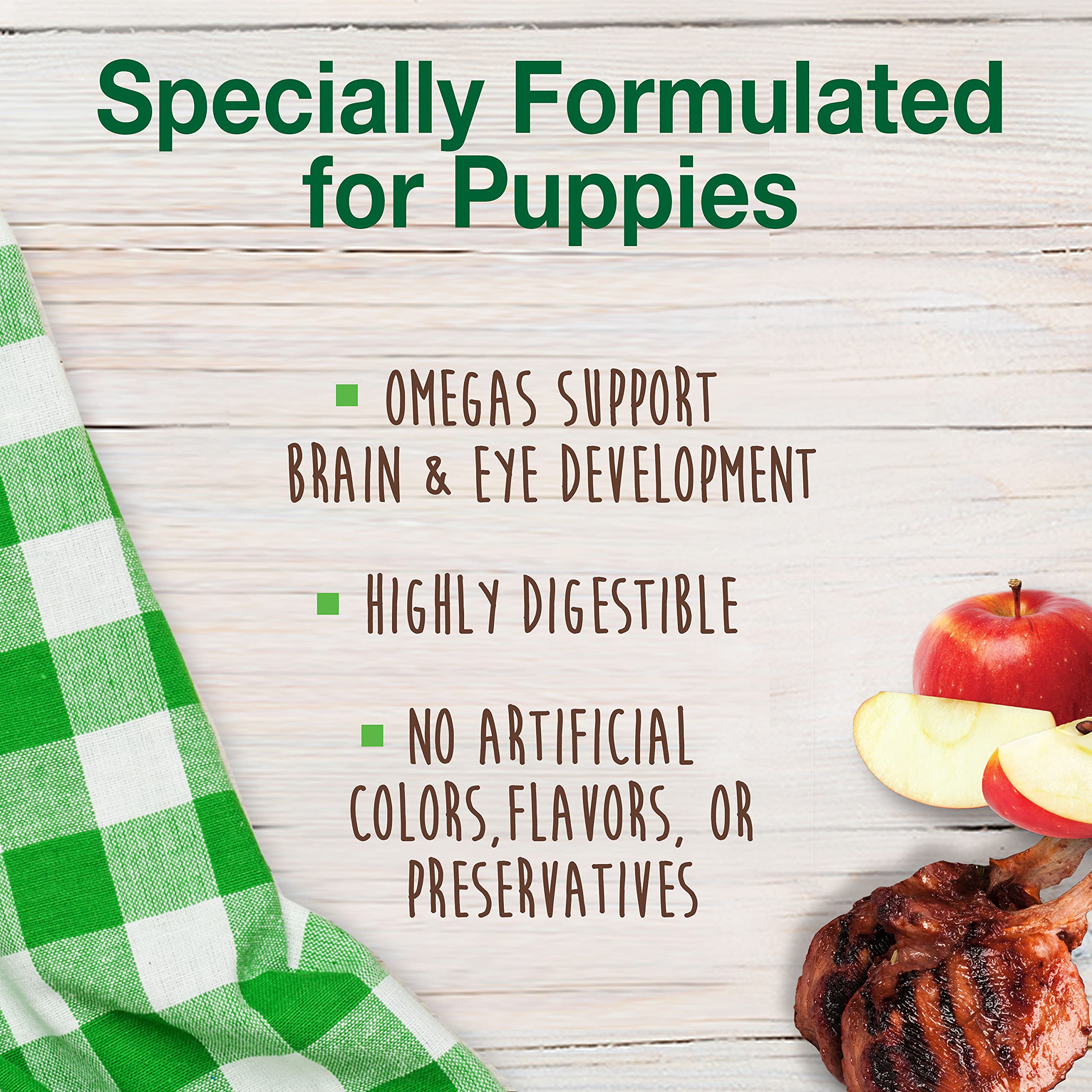 Nylabone Healthy Edibles Natural Puppy Chews Long Lasting Lamb & Apple Flavor Treats for Puppies, X-Small/Petite (4 Count)