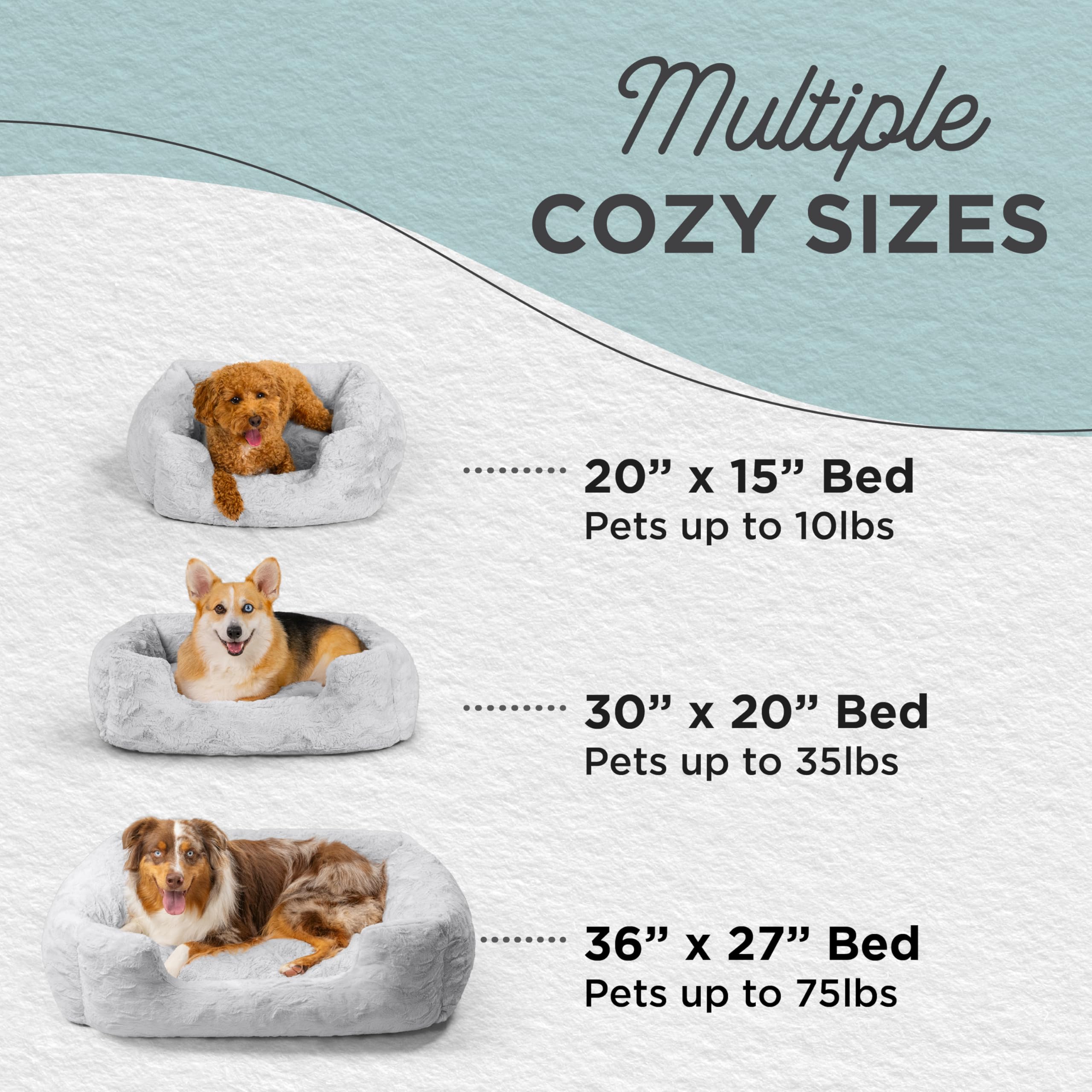 Best Friends by Sheri Lux Lounge Bed, Medium Calming Faux Fur Dog Bed, 30" x 20", Gray, Model 70756