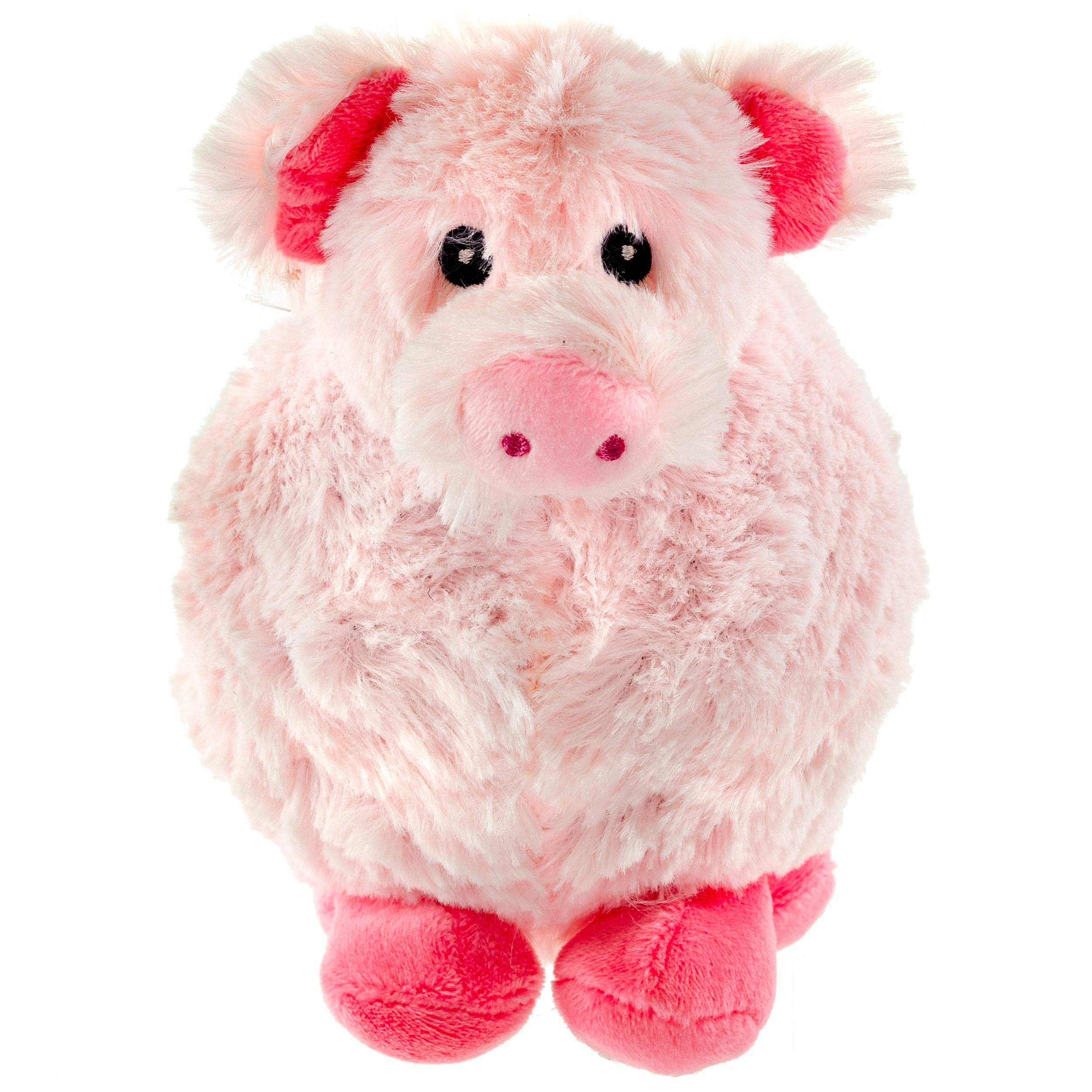 Giftable World 7.5 Inch Plush Pet Toy Piggy with 5 Inch Squeaky Bouncy Ball and Crinkle Ears