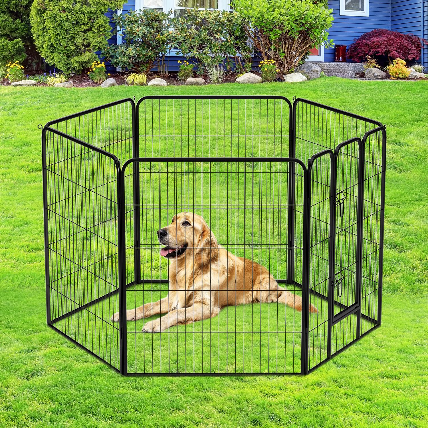 Bestpet Dog Playpen Indoor 40 Inch Height 2 Panels Dog Pen For Medium And Large Dogs, Exercise Pen Pet Dog Fence With Doors Pet