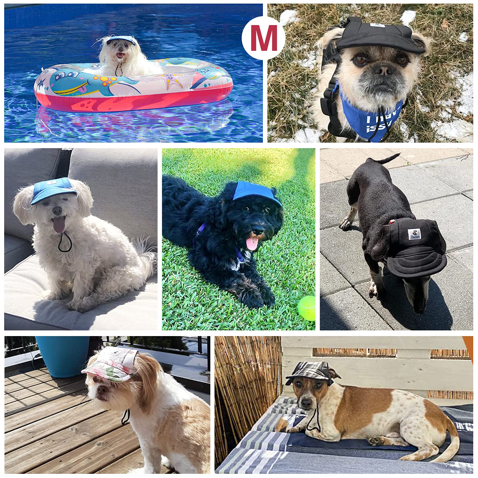 Pawaboo Dog Baseball Cap, Adjustable Dog Outdoor Sport Sun Protection Baseball Hat Cap Visor Sunbonnet Outfit With Ear Holes For Puppy Small Dogs, Medium, Yellow