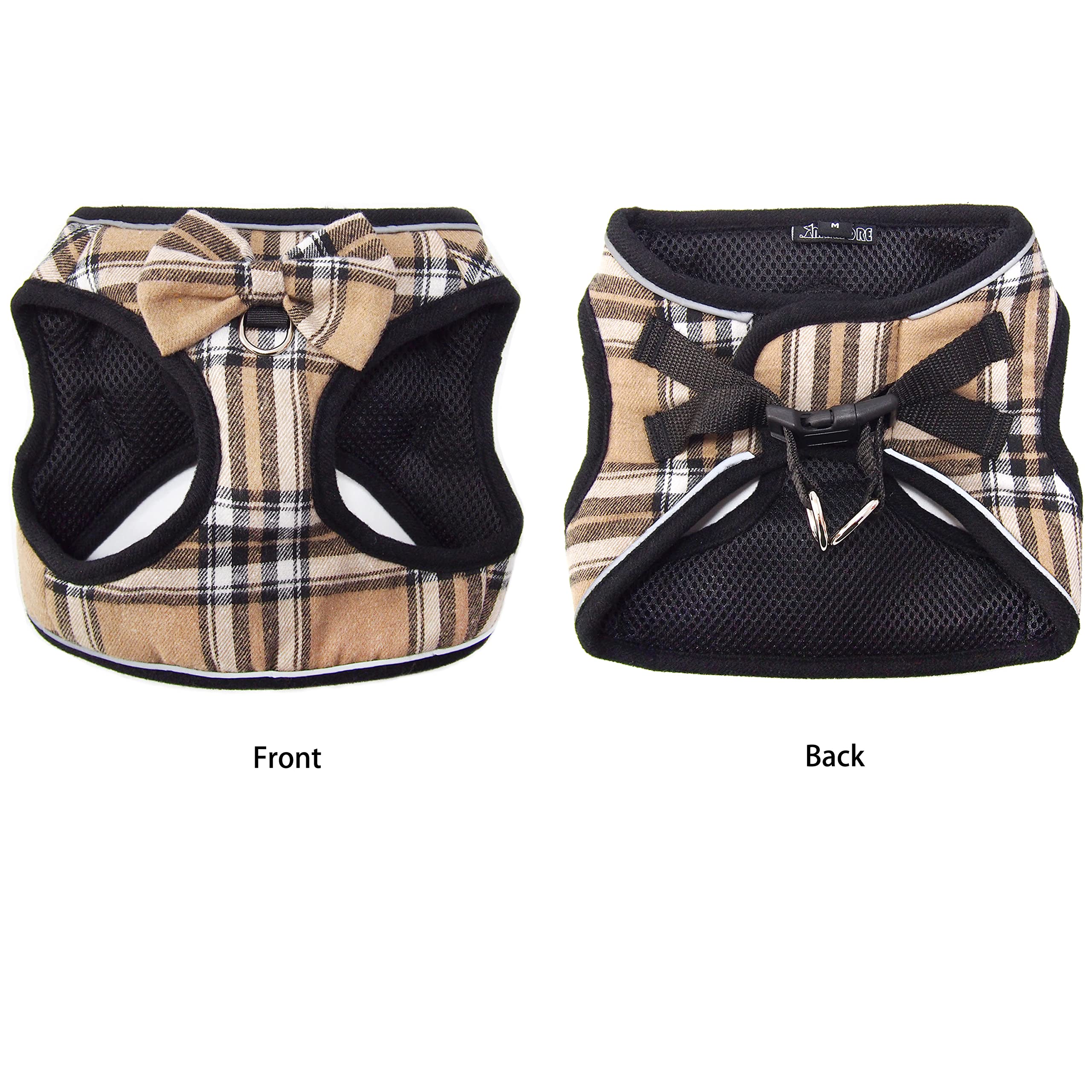 Mesh Soft Dog Harness, Adjustable No Pull Reflective Comfort Pet Vest For Dogs (Light Khaki, X-Small)