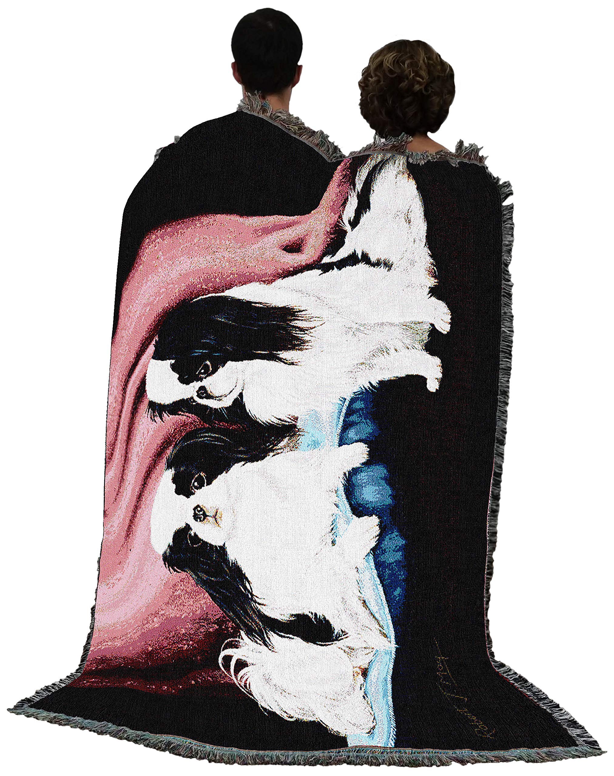 Pure Country Weavers Japanese Chin Blanket By Robert May - Gift For Dog Lovers - Tapestry Throw Woven From Cotton - Made In The Usa (72X54)