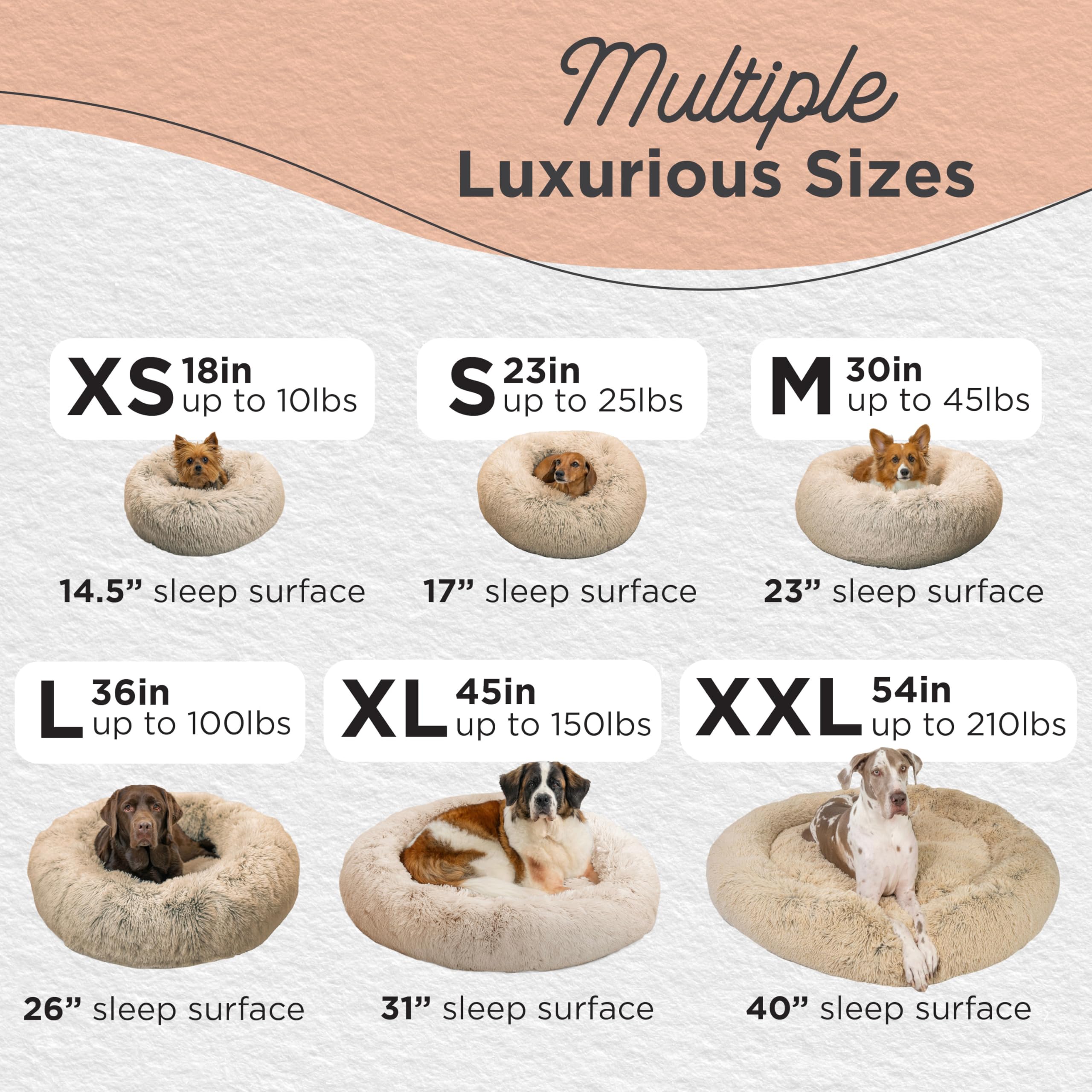 Best Friends By Sheri The Original Calming Donut Shag 2Xl Dog Bed For Big Dogs, Taupe, 54' X 54'
