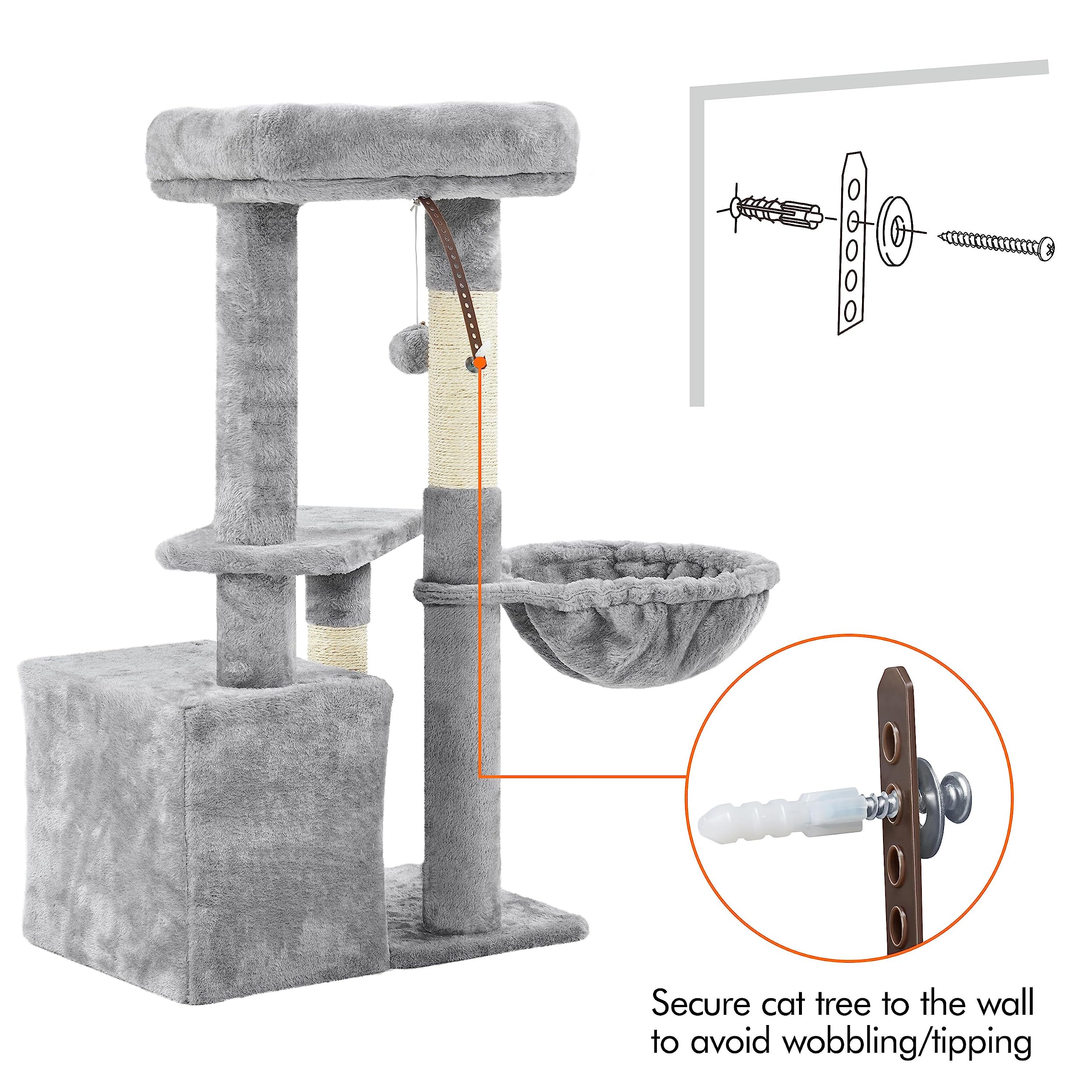 Topeakmart Cat Tree 33In Cat Tower Plush Cover With Condo, Platform & Basket For Indoor Kittens, Cat Furniture Activity Tree