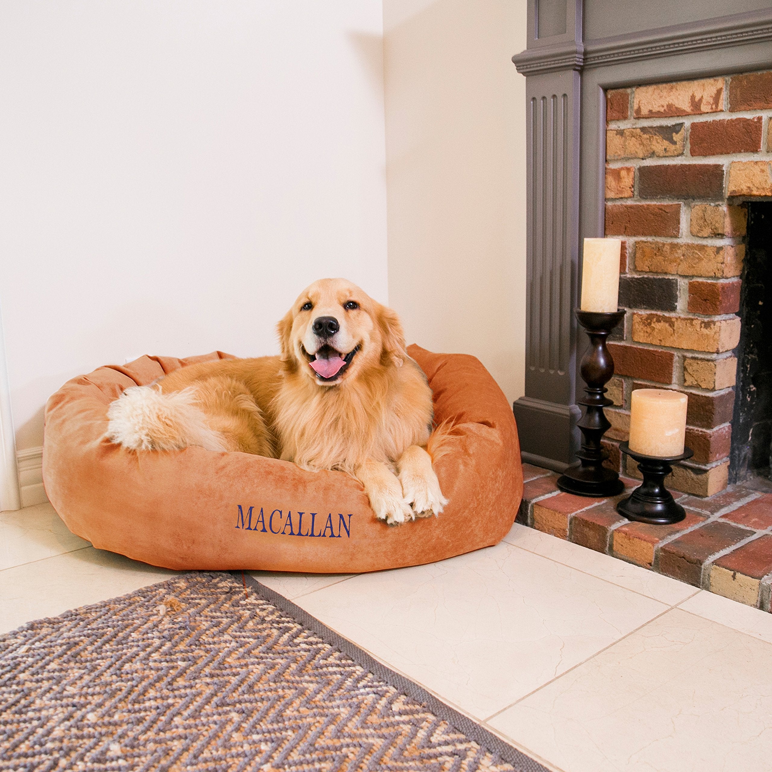 Majestic Pet Personalized Villa Shredded Memory Foam Mix Calming Soft Round Dog Bed - Spine For Head Support, Fluffy Donut Dog B