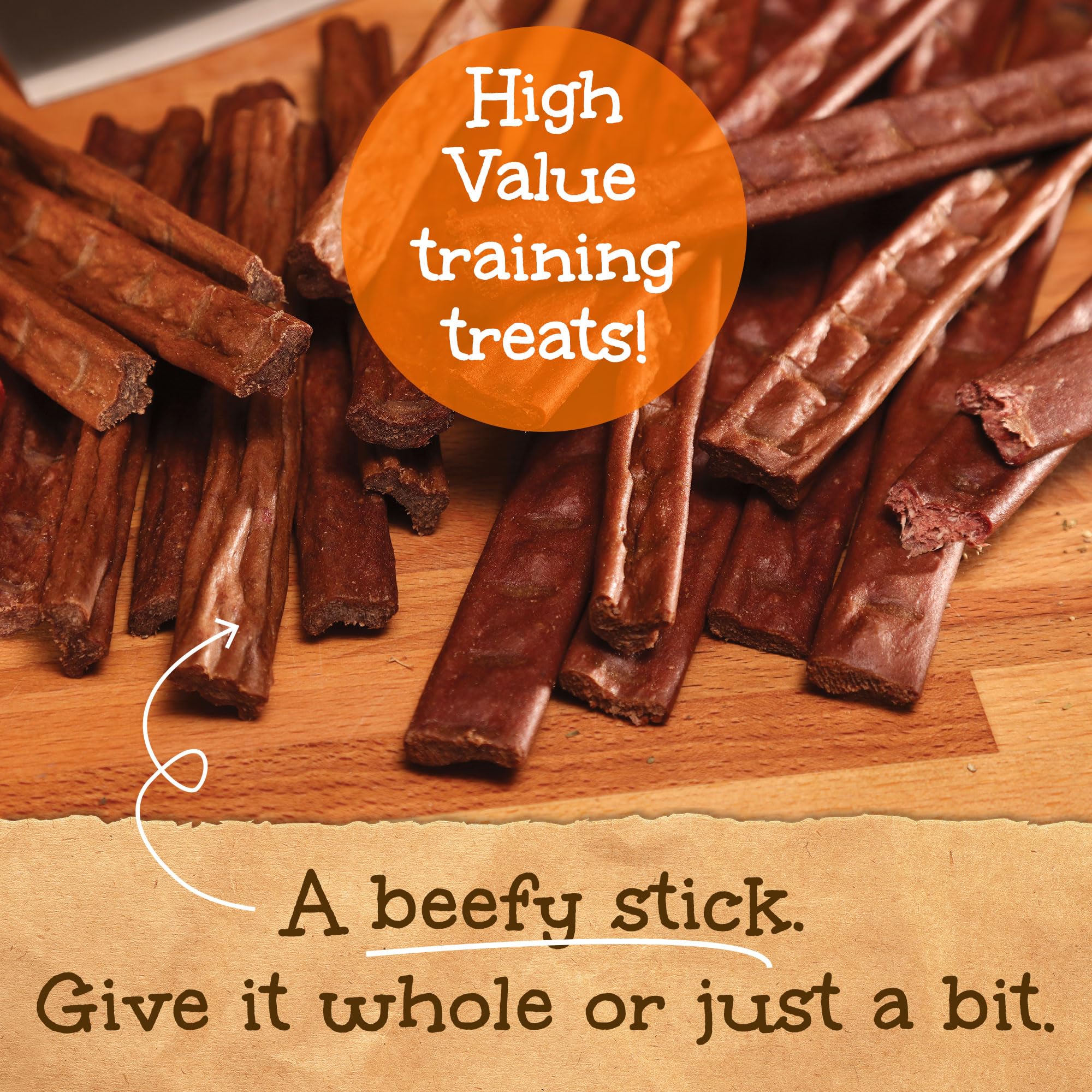 Happy Howies Woof Stix - Healthy Dog Treats, Flavorful Slow Cooked Beef Stick, Natural Ingredients, Hormone Free - Beef, 46 Cou