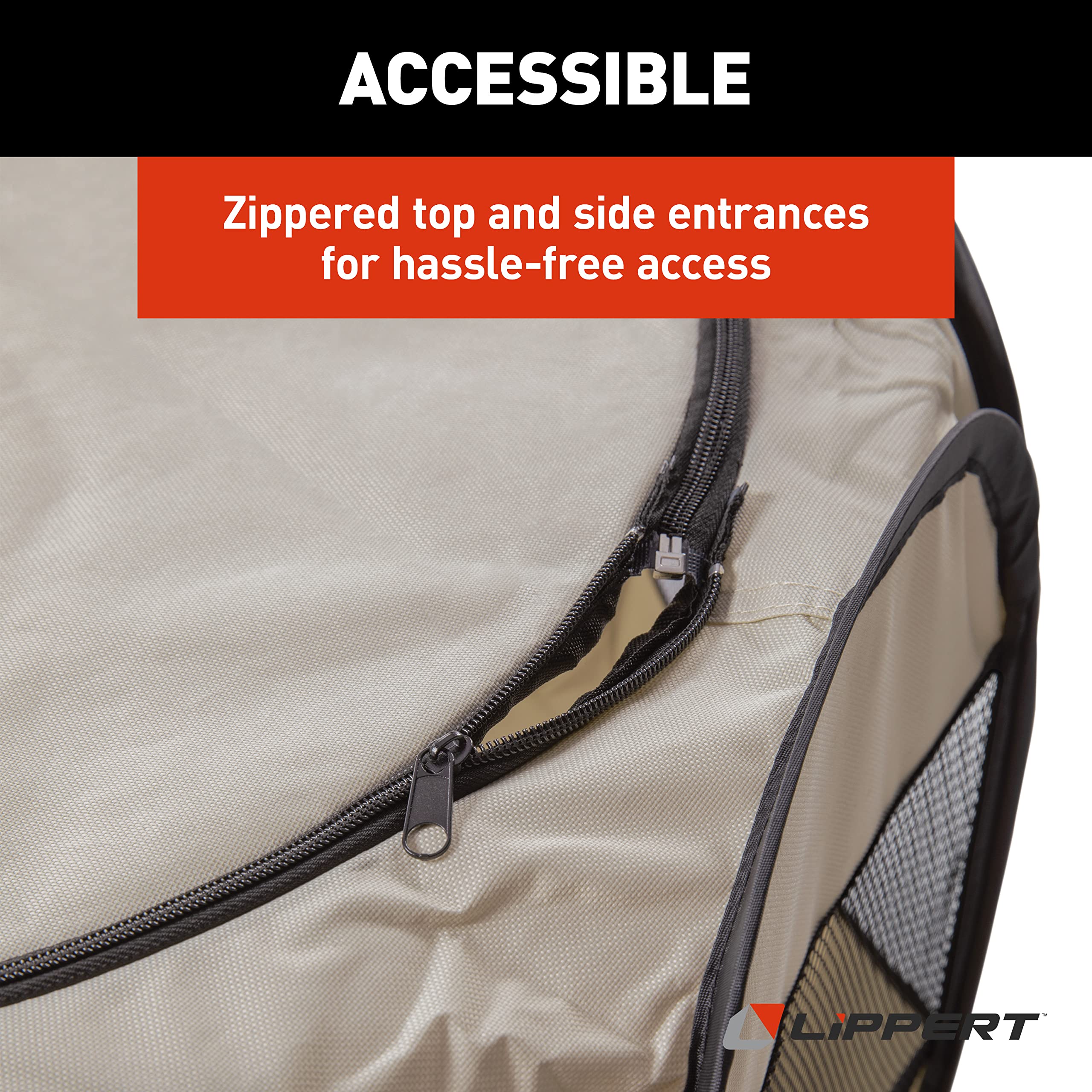 Lippert Soft-Sided, Foldable And Portable Pet Playpen For Camping, Large/X-Large (2021150642), Tan