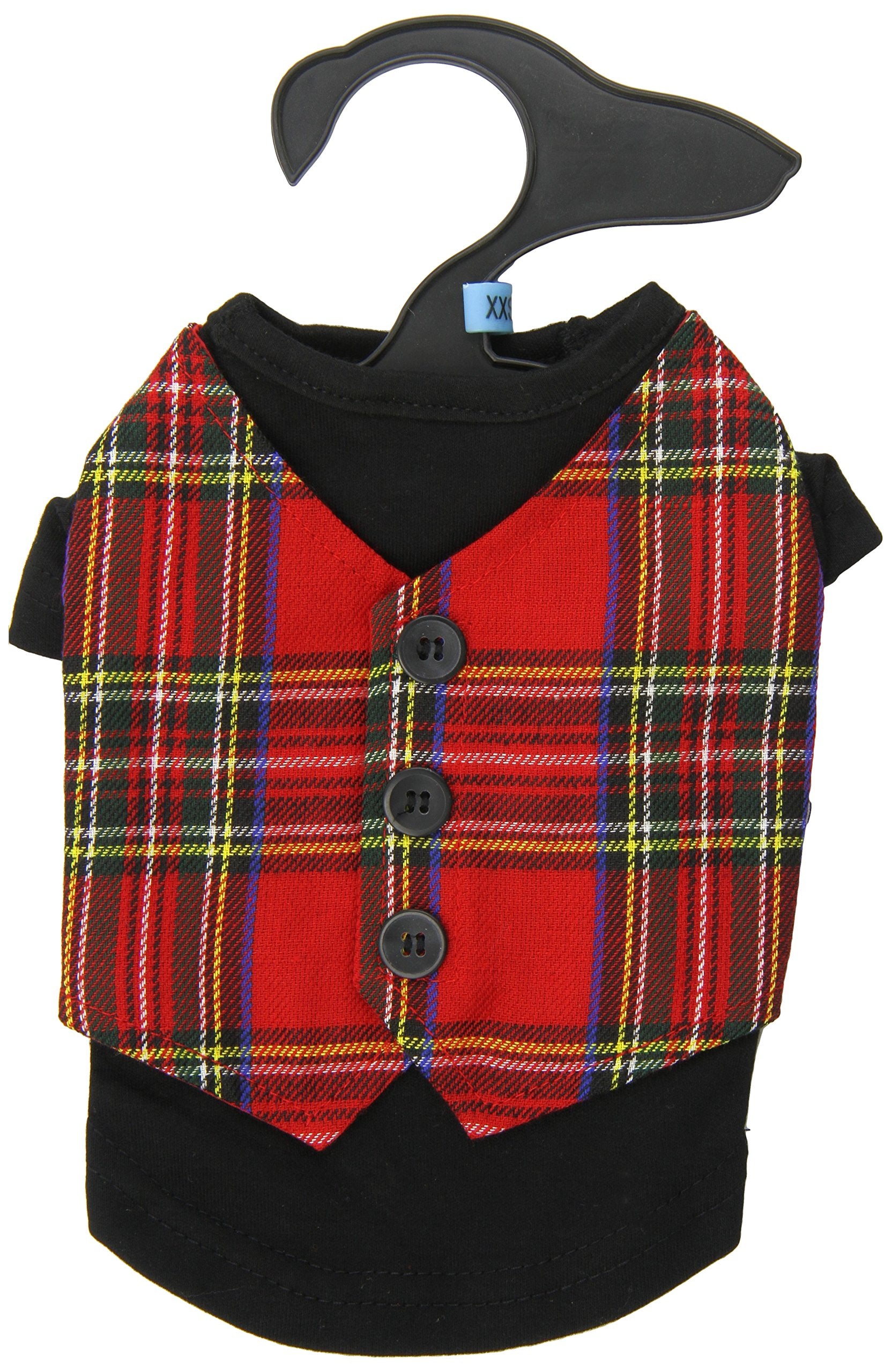 East Side Collection Holiday Tartan Pet Vest, Xx-Small, 8-Inch, Red