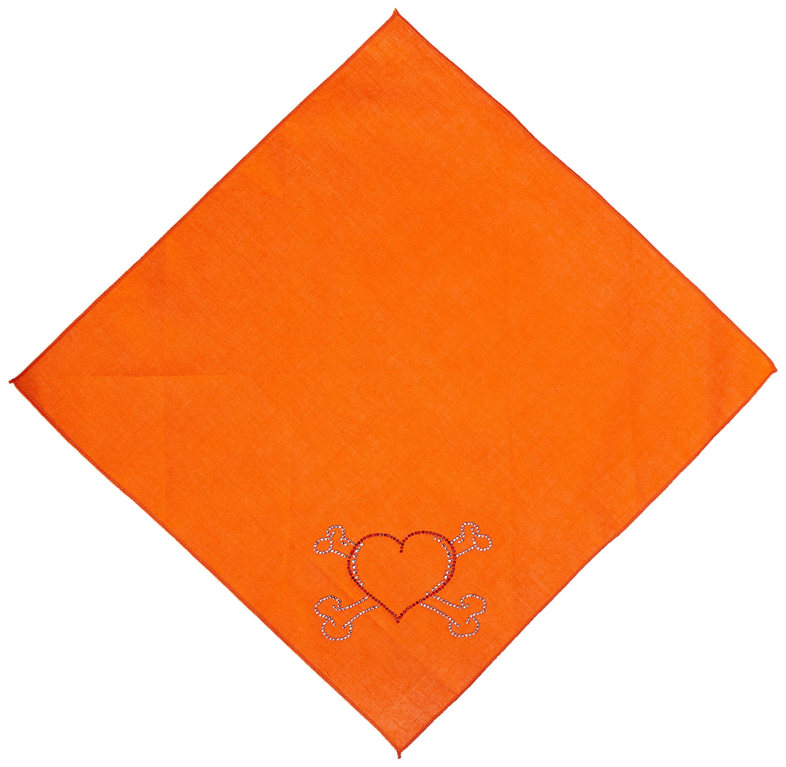 Mirage Pet Products Heart Cross Bone Rhinestone Bandana, Small, Orange