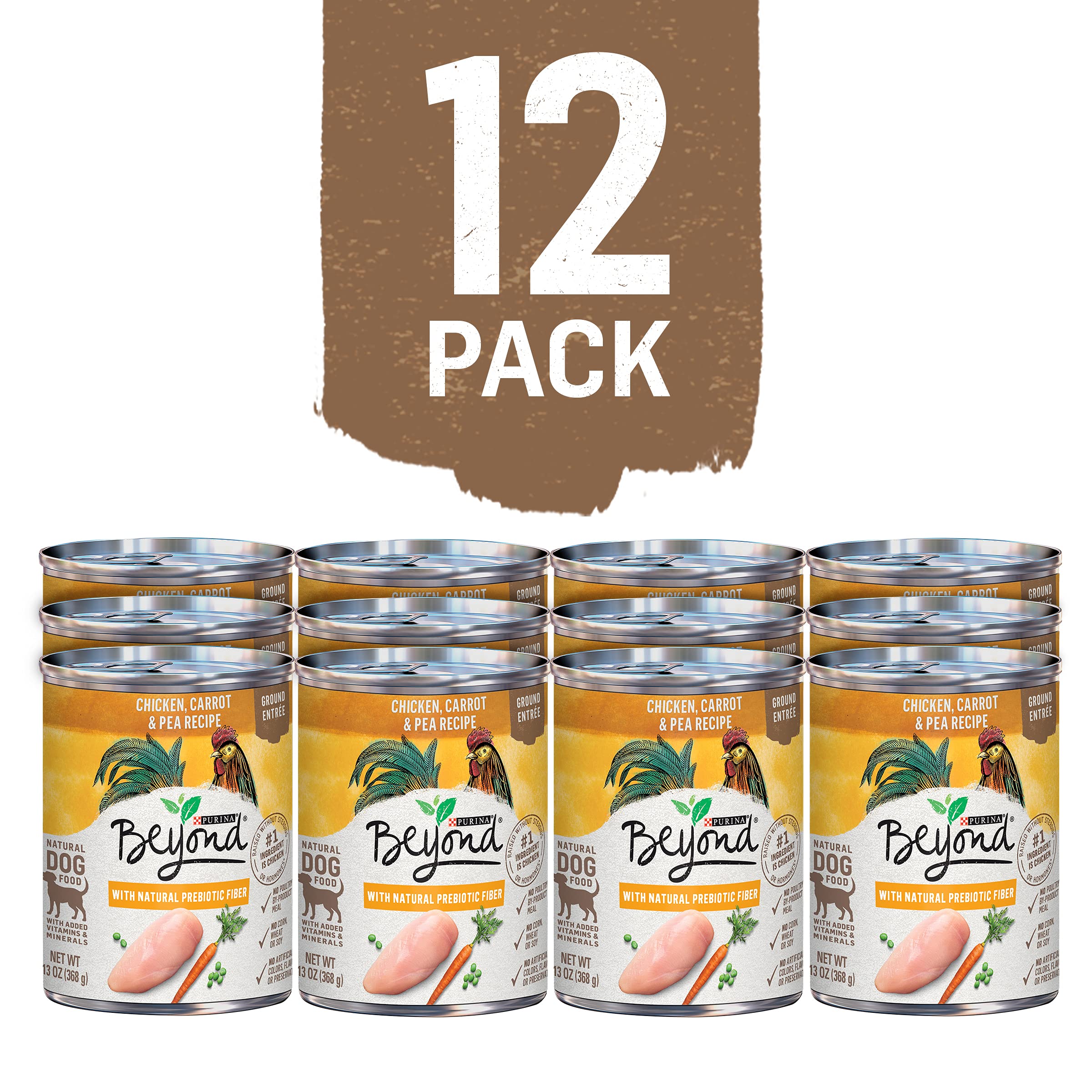 Purina Beyond Grain Free, Natural Pate Wet Dog Food, Grain Free Chicken, Carrot &amp; Pea Recipe - (12) 13 oz. Cans