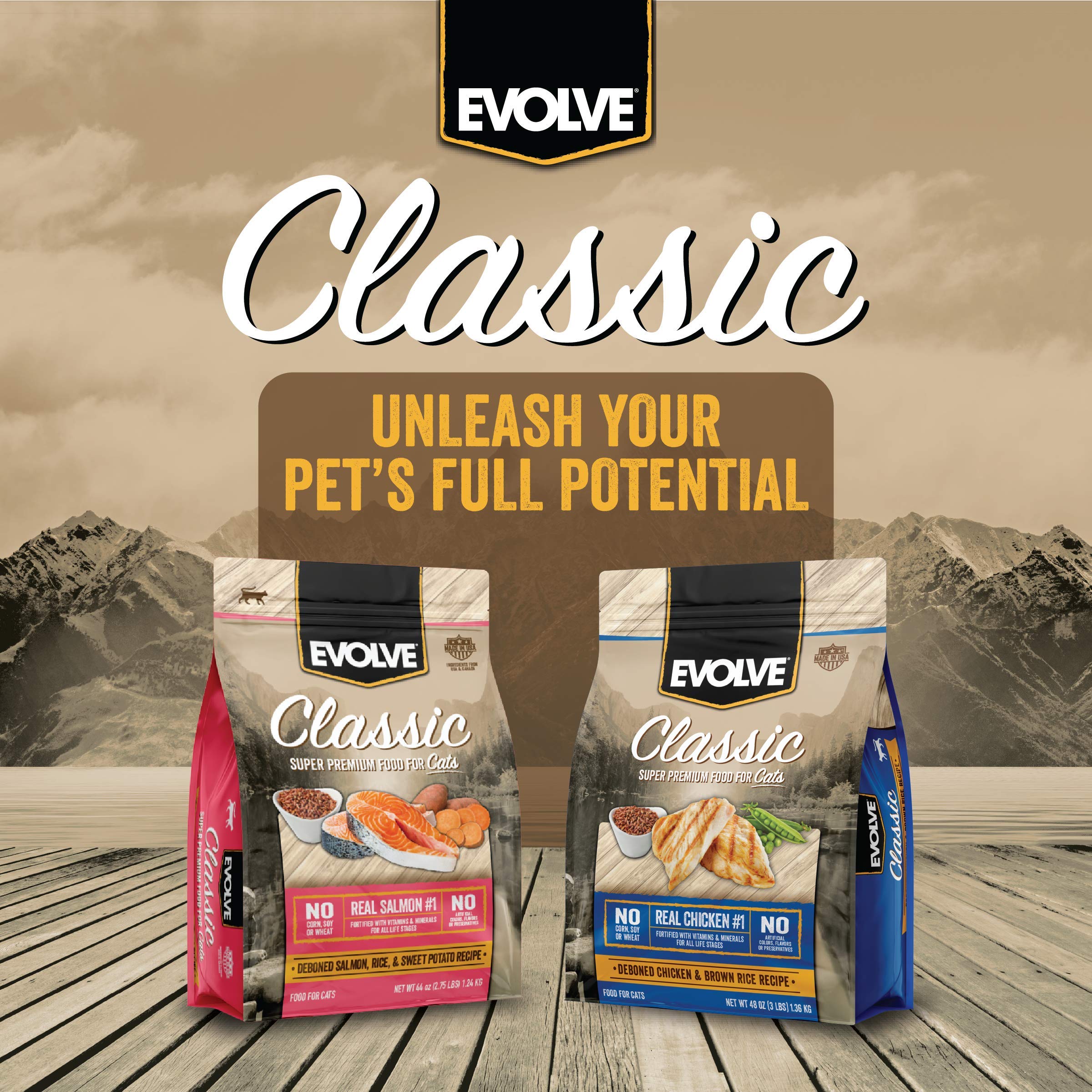 Evolve Classic Deboned Chicken & Brown Rice Recipe Cat Food, 3lb - Ideal for Maintenance