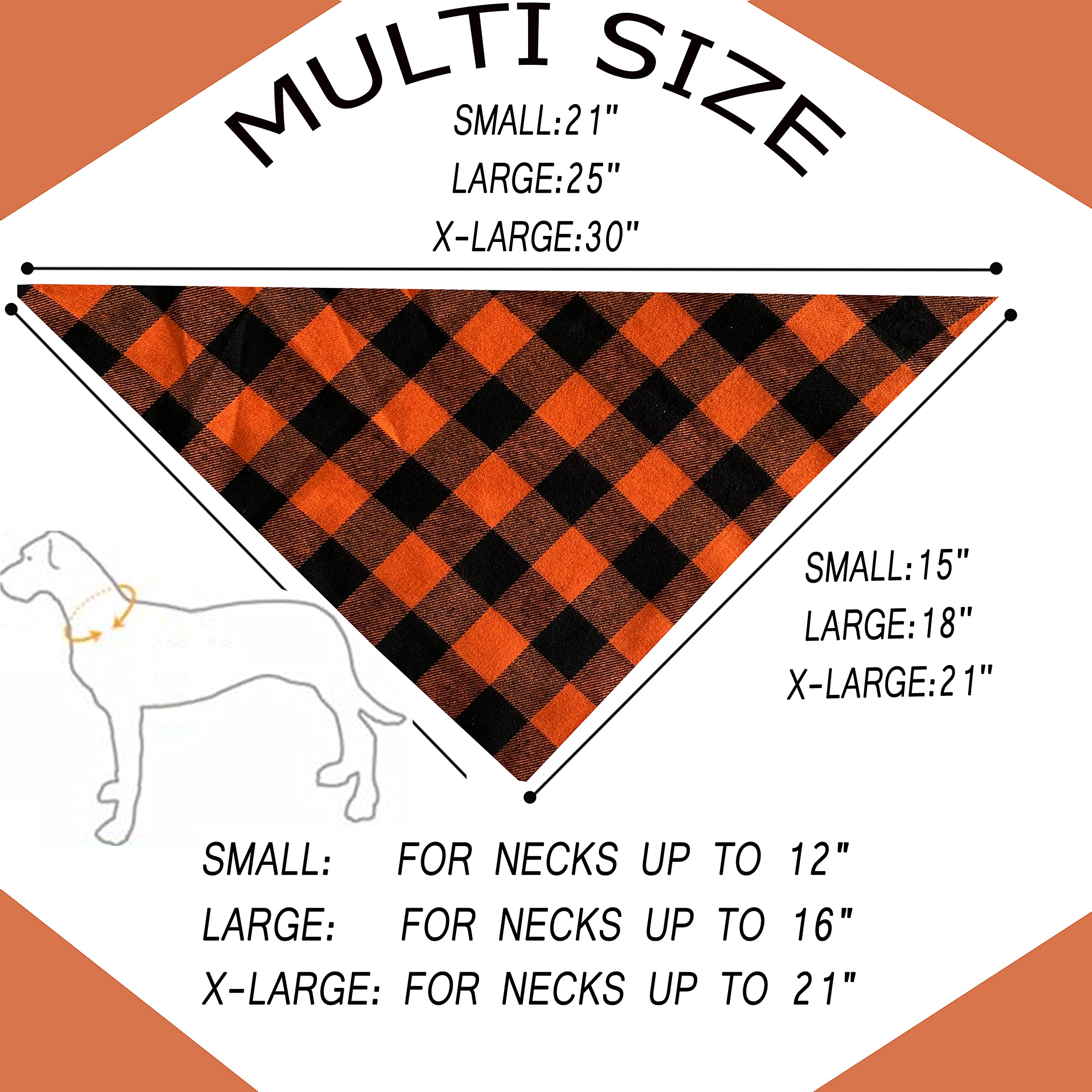 Realeaf Thanksgiving Fall Dog Bandanas 2 Pack, Orange Plaid Pet Scarf For Boy And Girl, Premium Durable Fabric, Holiday Halloween Bandana For Small And Medium Dogs (Small)