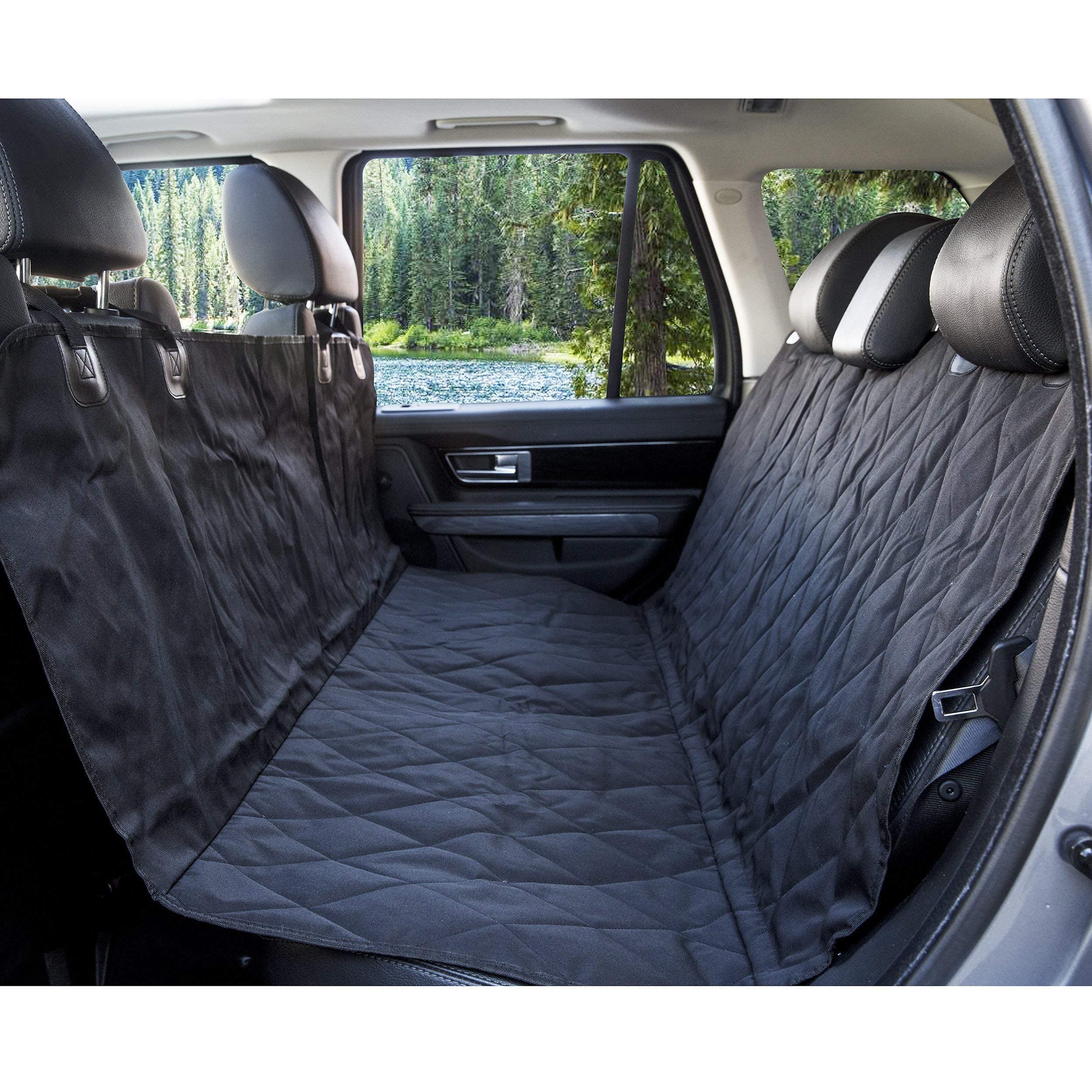 BarksBar Pet Car Seat Cover with Seat Anchors for Cars, Trucks and SUVs, Water Proof and Non-Slip Backing Regular, Black