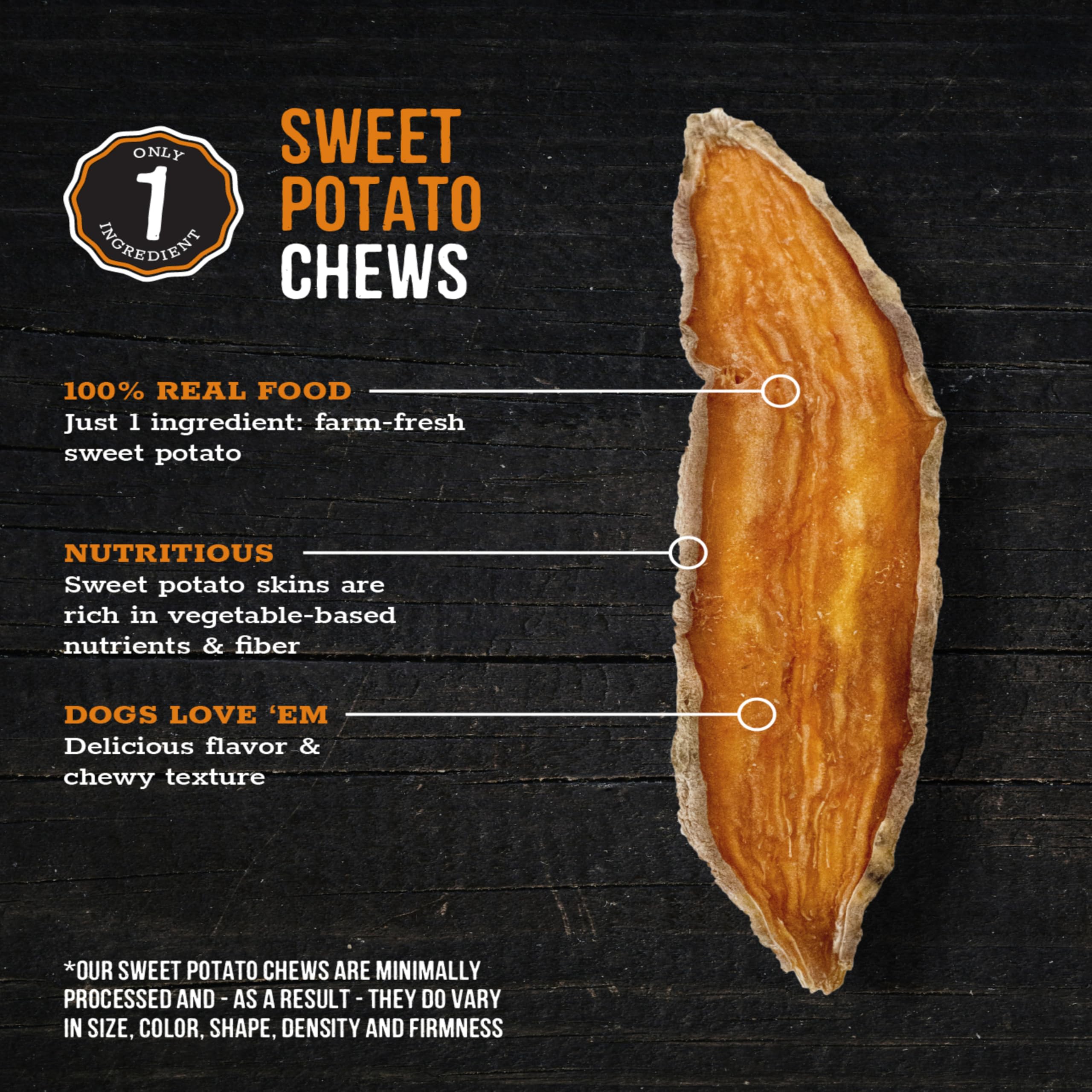 Wholesome Pride Sweet Potato Chews Dog Treats, 16 oz - 100% All-Natural, Single Ingredient, Healthy Snack for Dogs