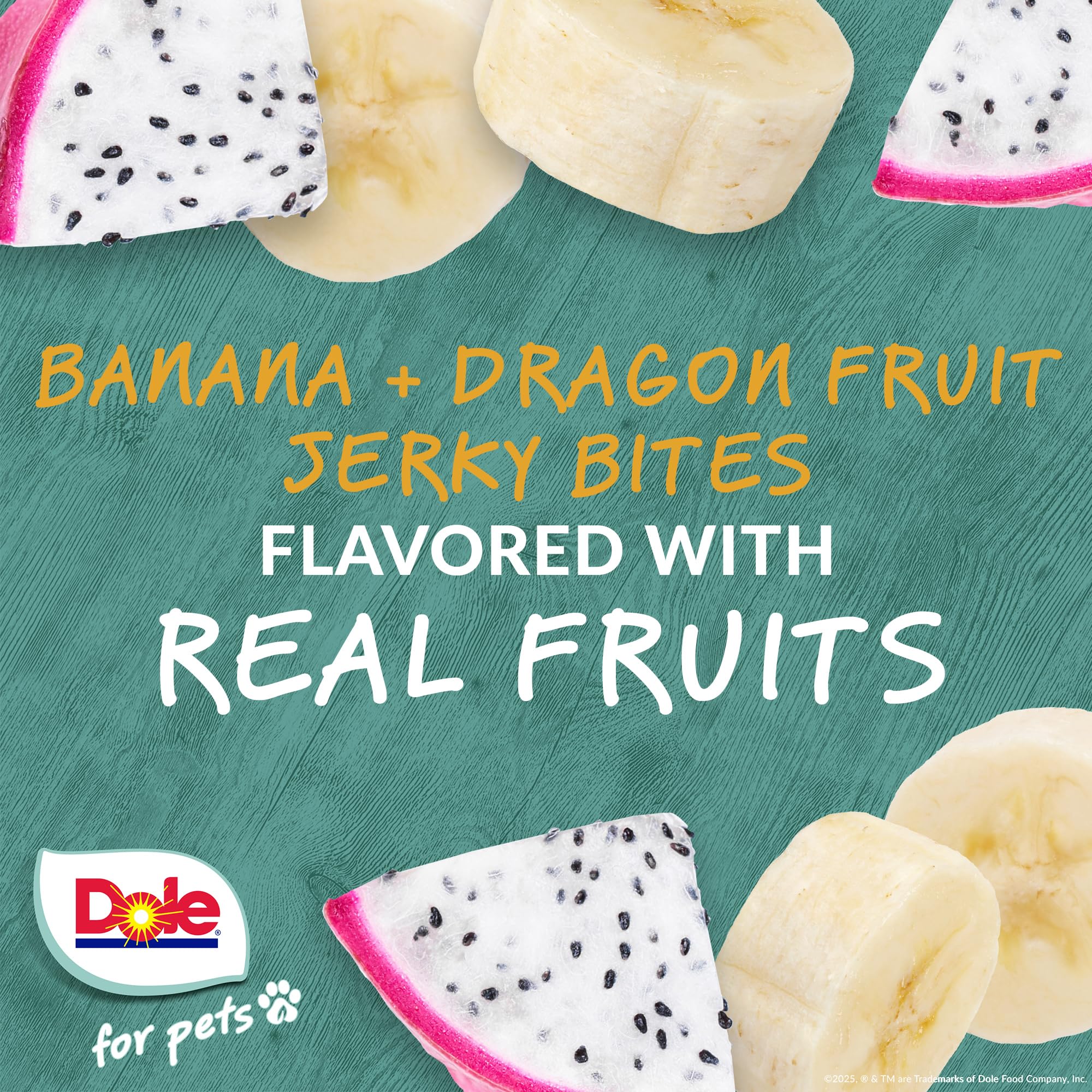 Dole for Pets Fruit Jerky Bites Dog Treats, Banana and Dragon Fruit, 6oz | Flavored with Real Fruits, No Wheat, Corn, Soy, Artif