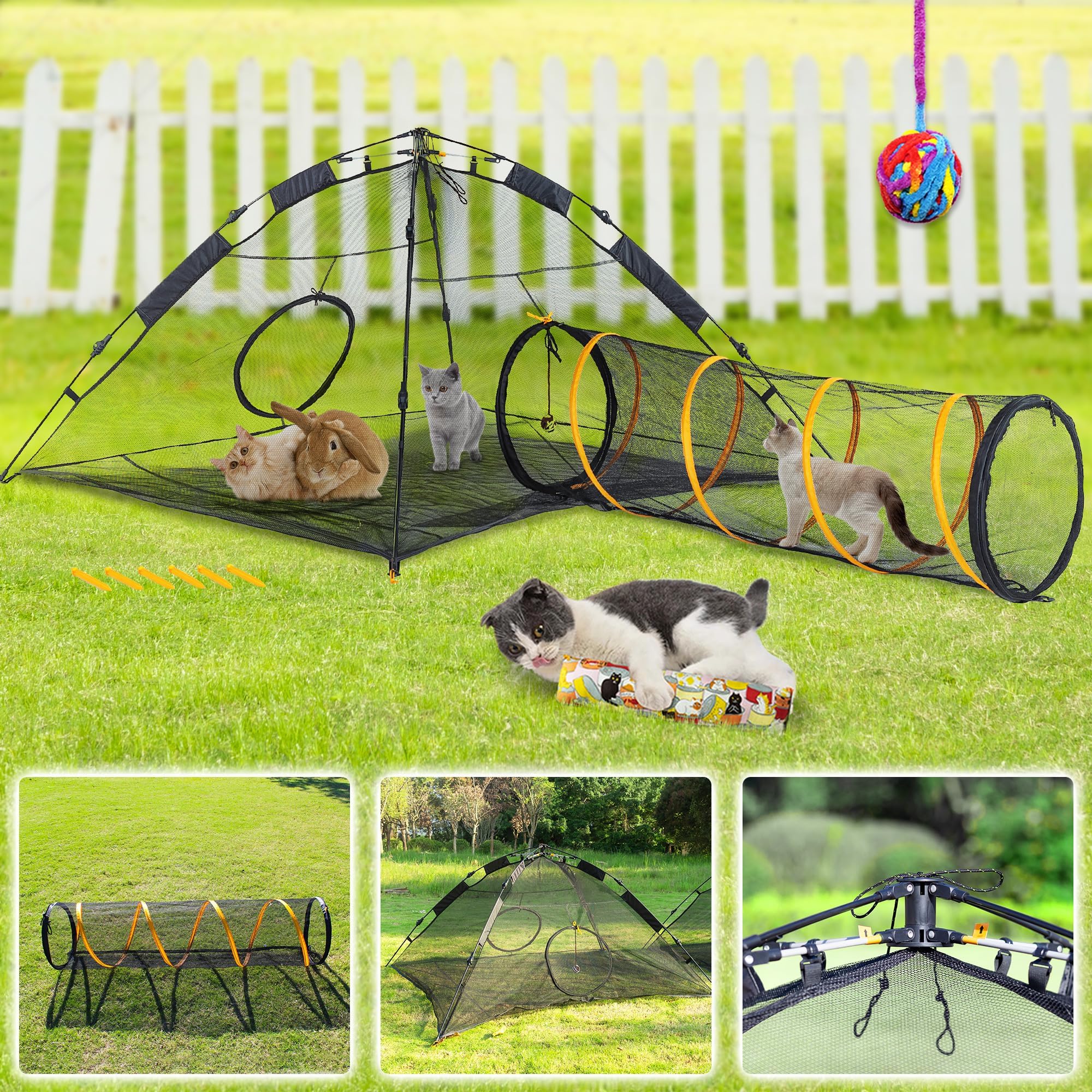 ITENT Cat Tent for Indoor and Outdoor Cat Enclosures(Outdoor, Tunnel, and Playhouse) Cat Playpen X-Large Portable Cat Tunnel Pla