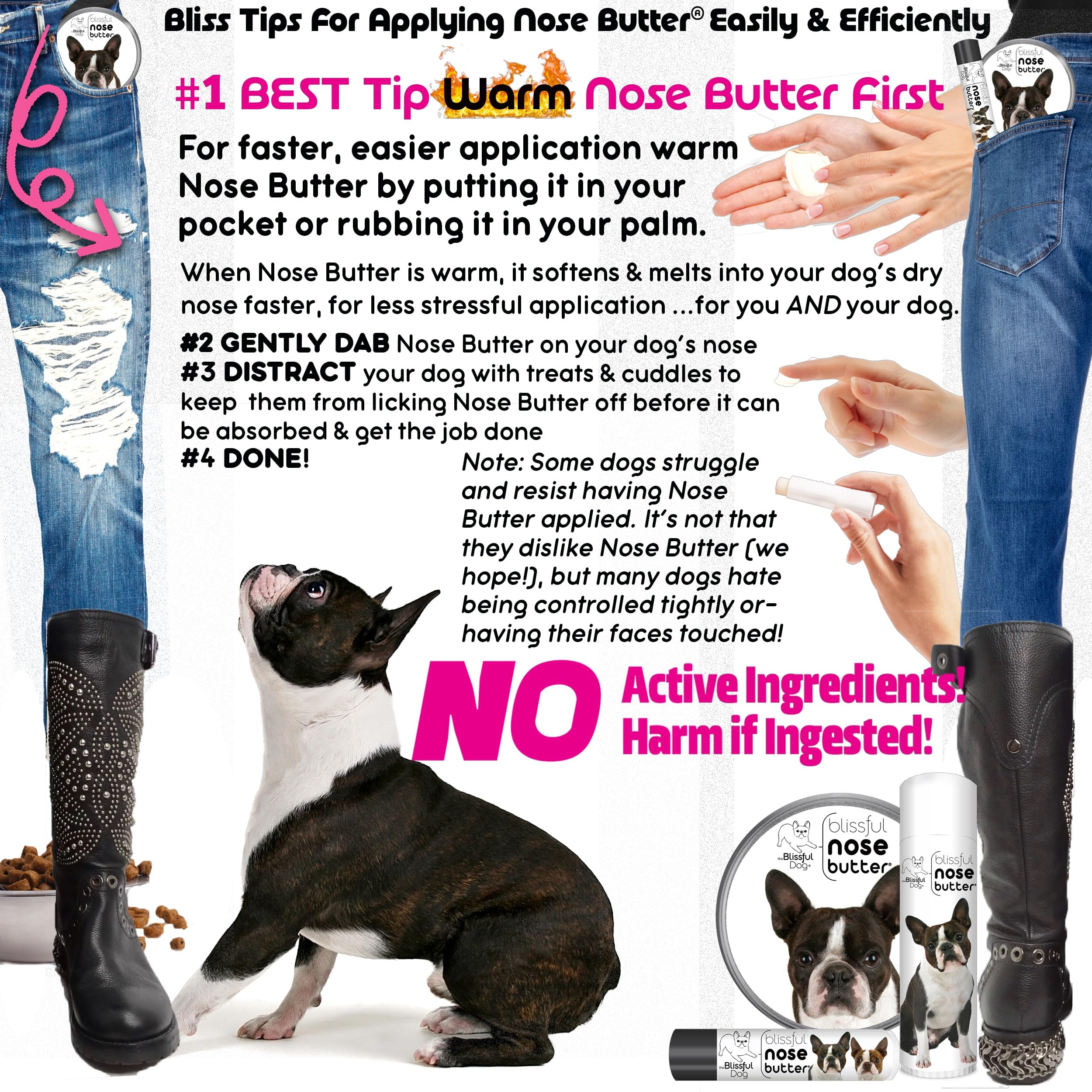 The Blissful Dog Boston Terrier Unscented Nose Butter, 0.50-Ounce