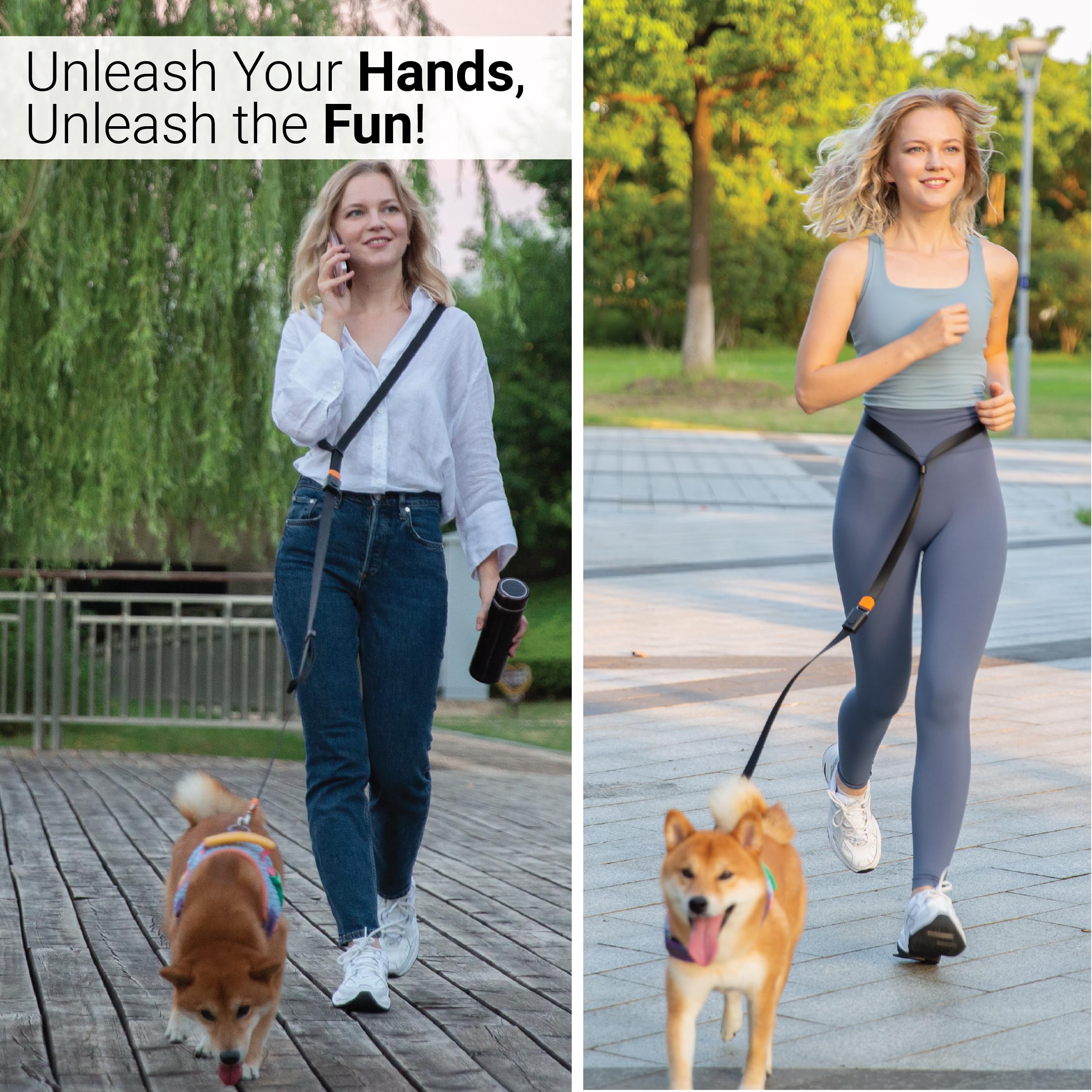 Svd.Pet 4-In-1 Hands Free Dog Leash, Versatile Crossbody Dog Leash With Easy Release Buckle, Easy Adjust Waist Dog Leash To Fit