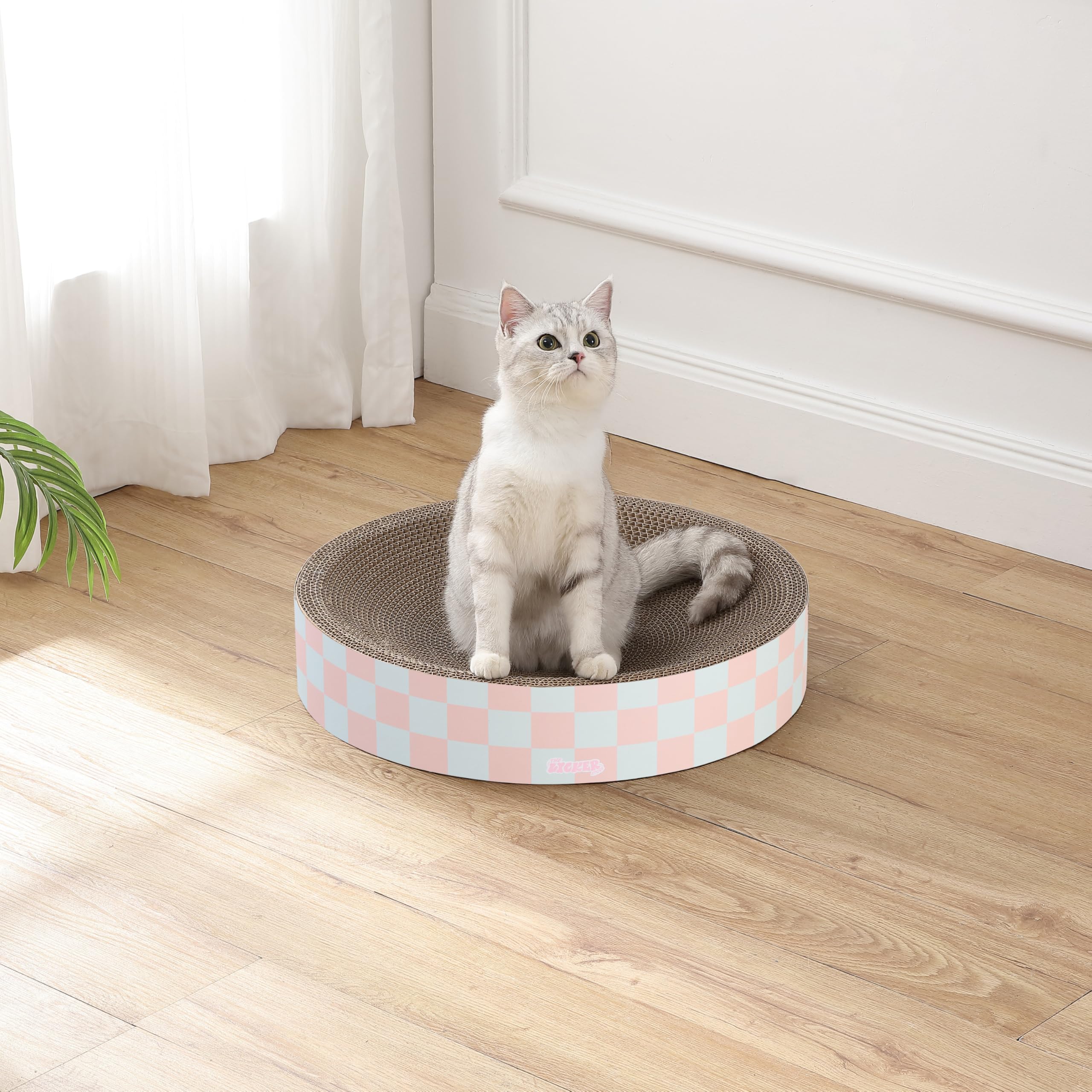 The Licker Store Csr1010E Nelson 20.13 Modern Cardboard Round Bowl Cat Scratcher With Catnip, Strawberry Milkshake