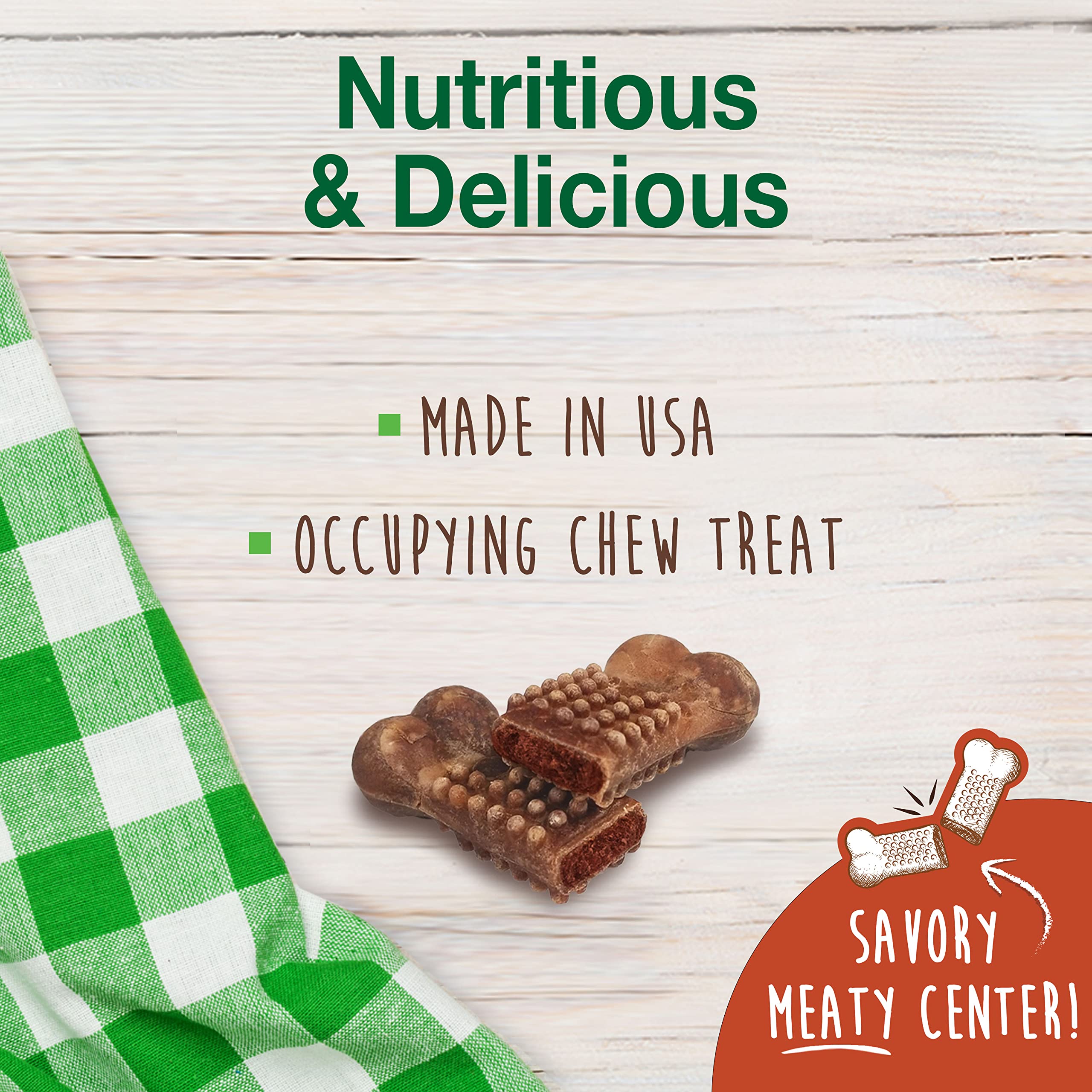 Nylabone Healthy Edibles Natural Dog Chews Long Lasting Meaty Center Beef Flavor Treats for Dogs, Small (4 Count)