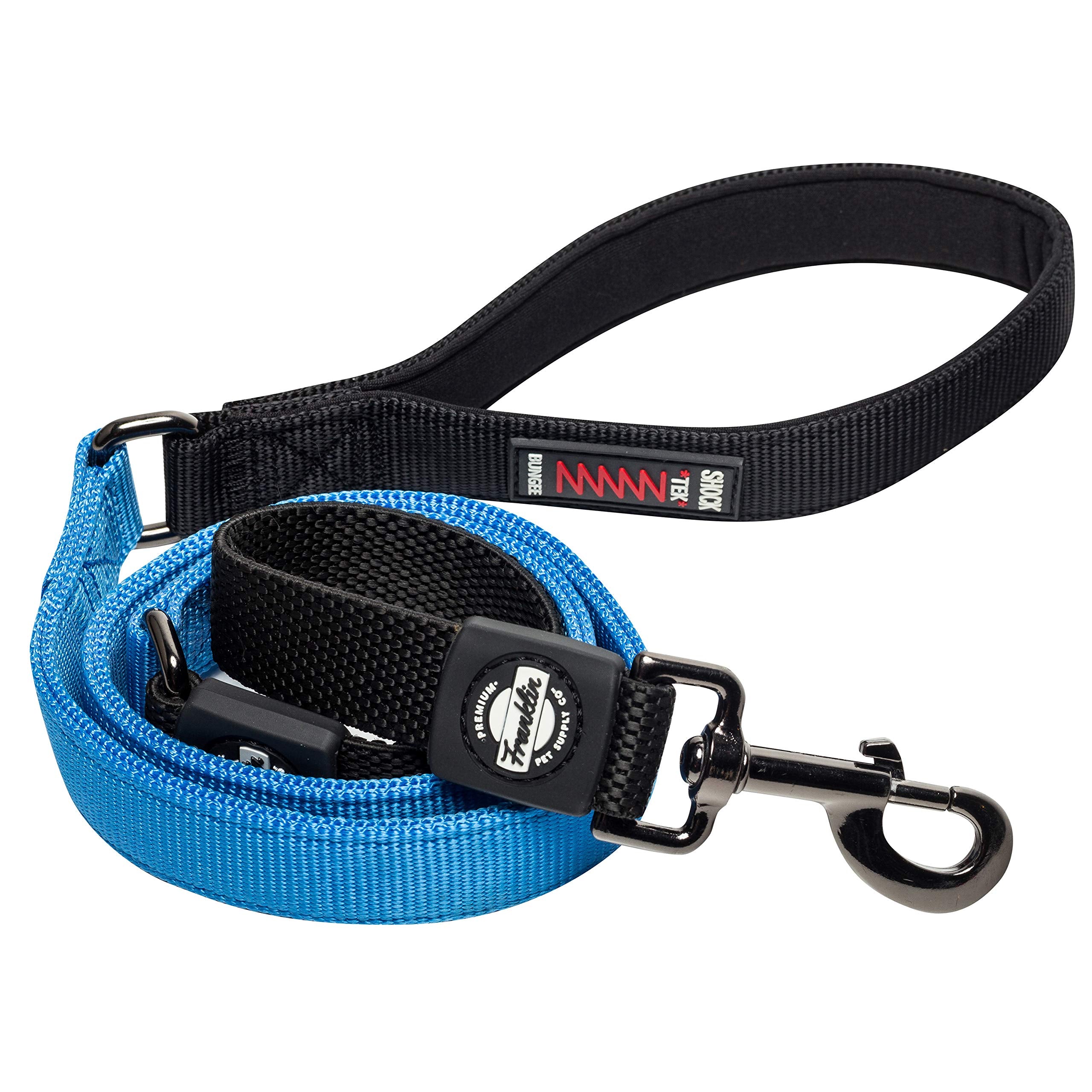 Franklin Sports Pet Supply - Nylon Dog Leash - Comfort - Neoprene Handles- Shok-Tek Bungee System - 4 Foot - Dog Training - Walking