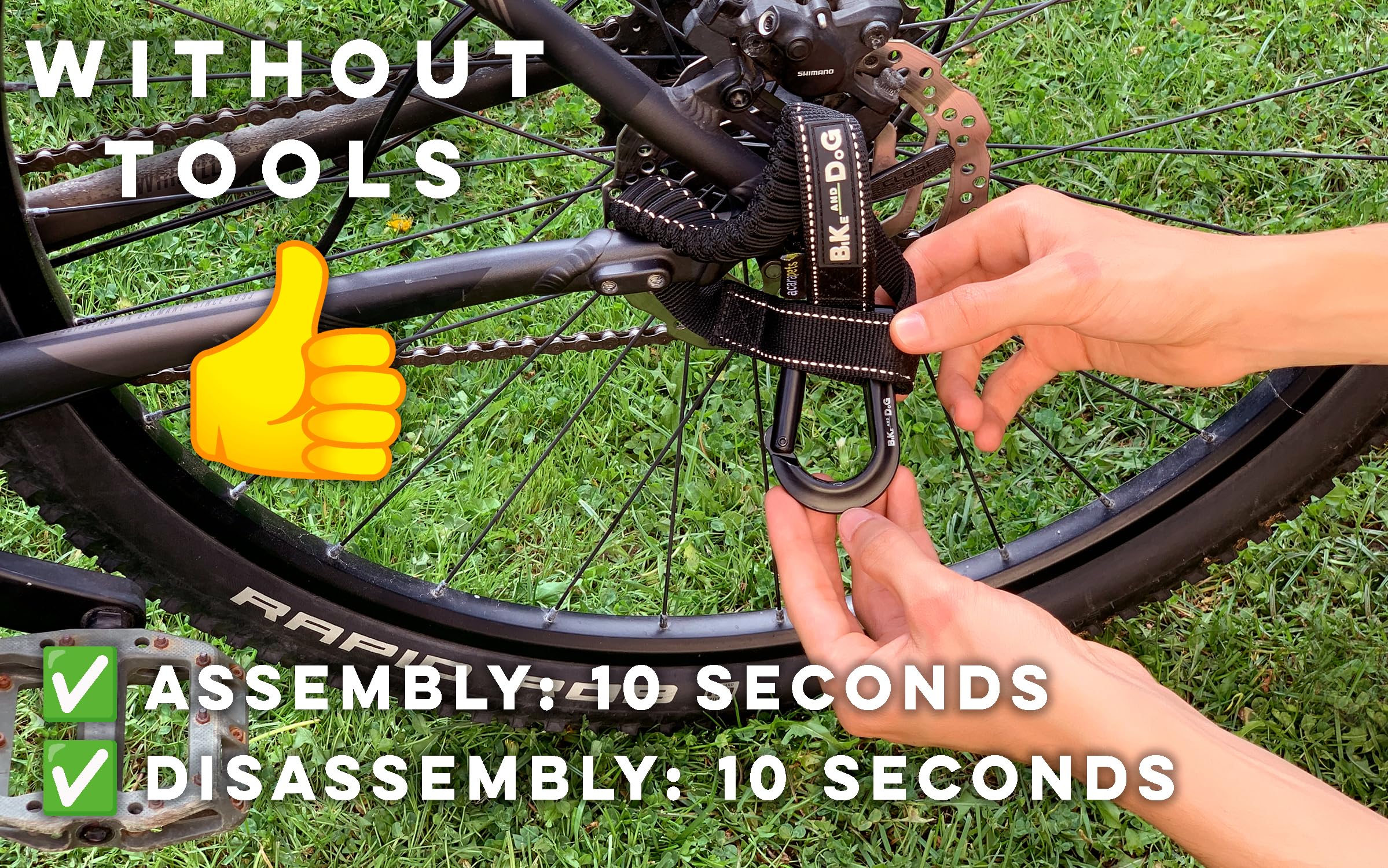 Bike And Dog - Dog Leash And Harness For Bicycle, Harness With 3 Rings, 2 Are Sides, Includes 2 Special Cable Ties For Bicycle.