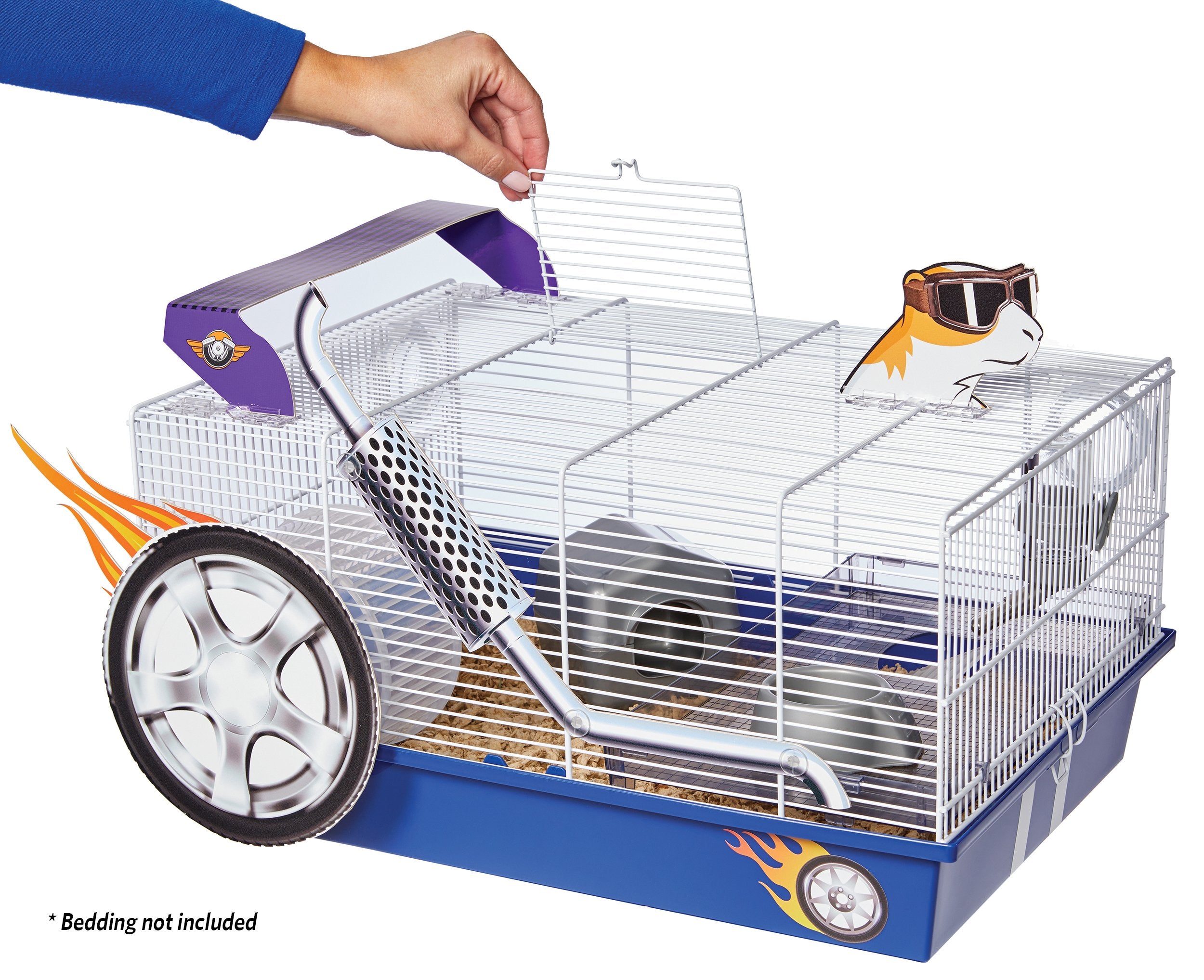 MidWest Homes for Pets Hamster Cage - Hot Rod Theme, 19.4"L x 13.8"W x 9.8"H, Multicolor, Model 100-HR, Includes