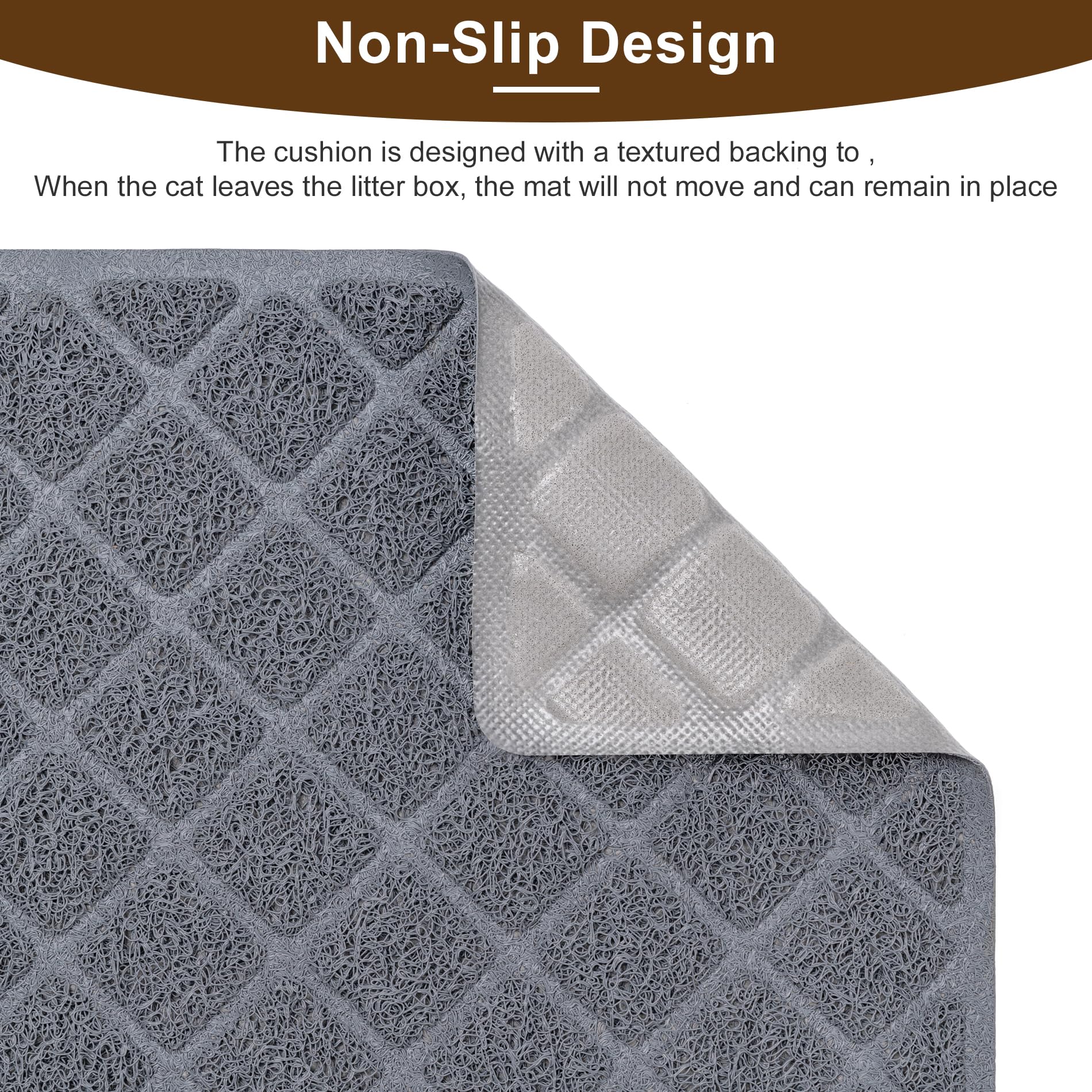 Cat Litter Mat Litter Box Mat,Litter Trapping Mat Premium Durable Pvc Pad, 24 X 35 Inches Kitty Litter Box, Easy To Clean,Non-Sl