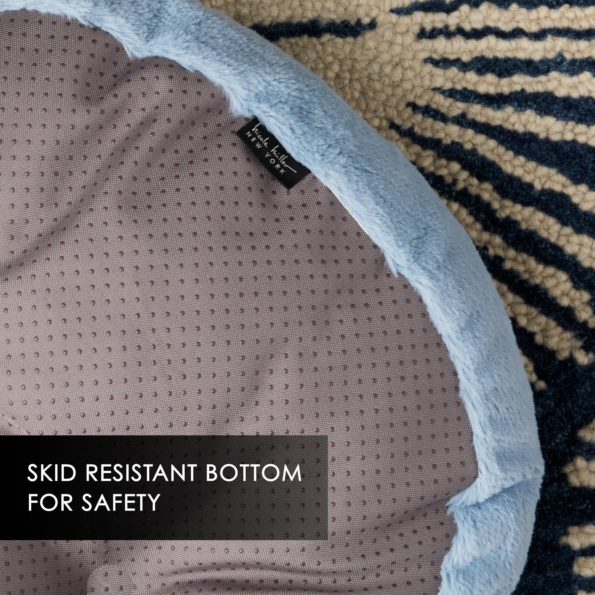Nicole Miller New York Cozy Pet Bed, Denim Blue, Small 22"x17"x11", Non-Slip, Machine Washable, 100% Polyester