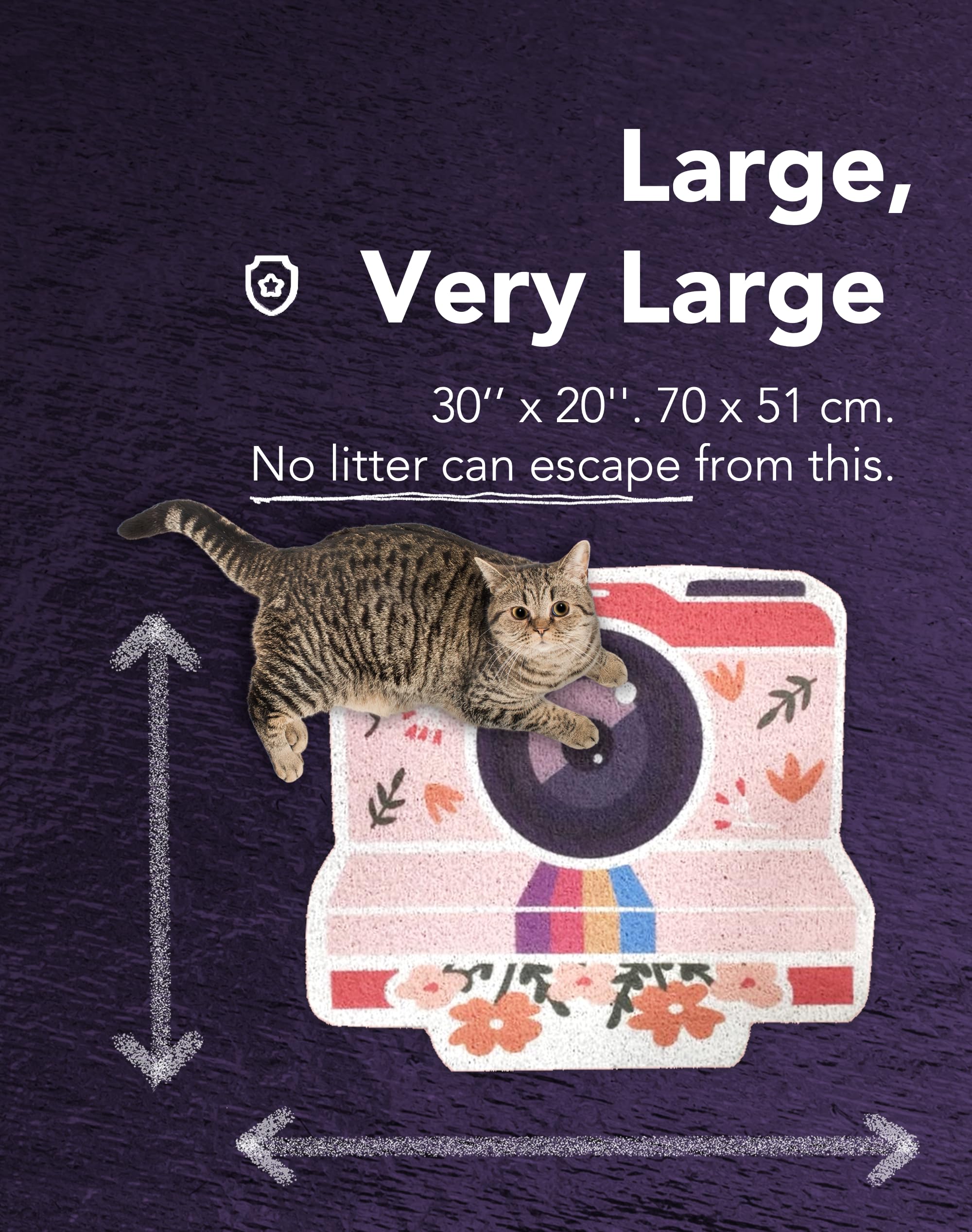Lukamoo Cute Cat Litter Mat (30''X20''), Extra-Large/Xl, For Kitty Litter & Cute Cat Litter Box, Litter Trapping Mat (Large (30'