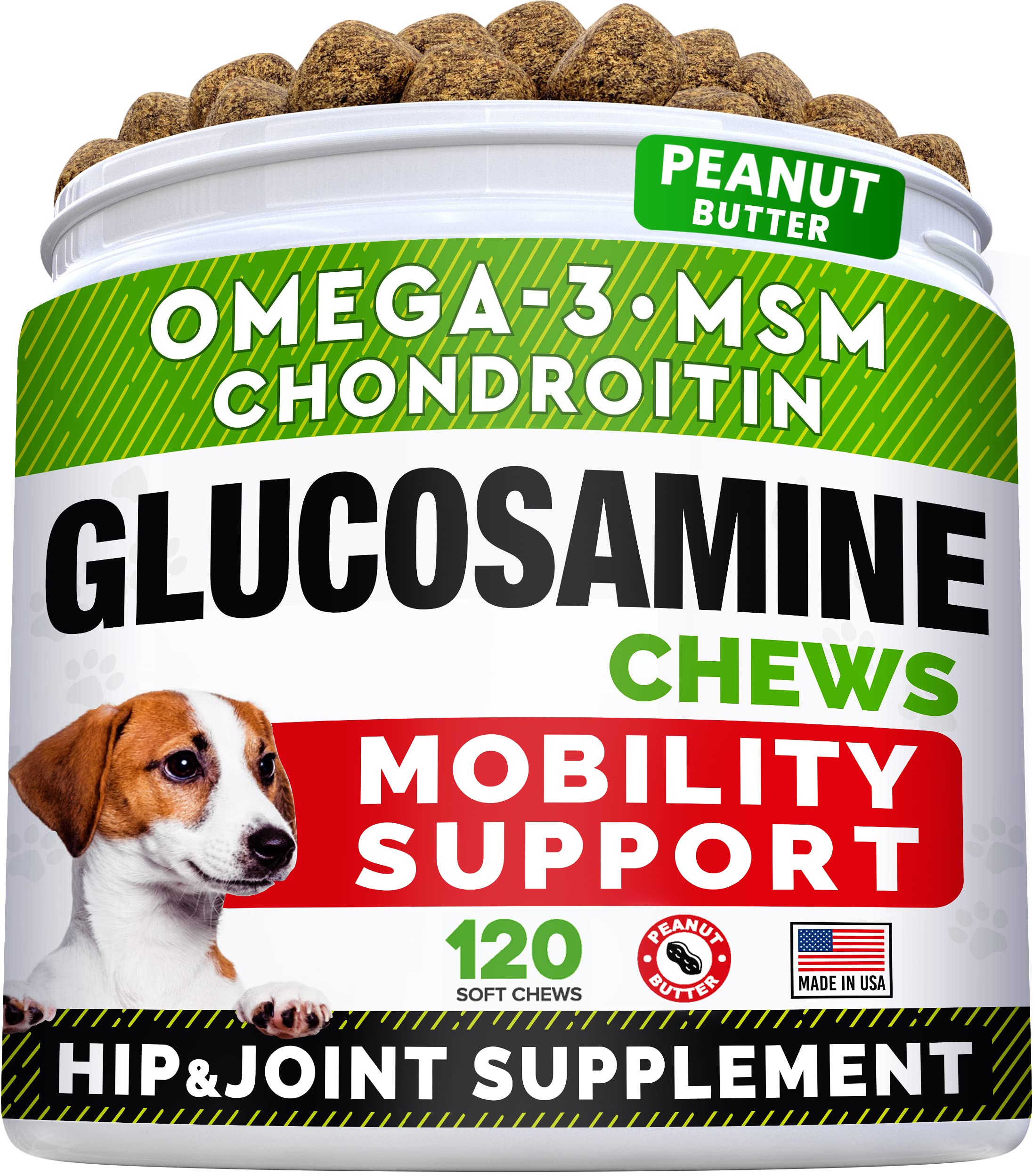 STRELLALAB Glucosamine Treats for Dogs - Joint Supplement w/Omega-3 Fish Oil - Chondroitin, MSM - Advanced Mobility Chews - Join