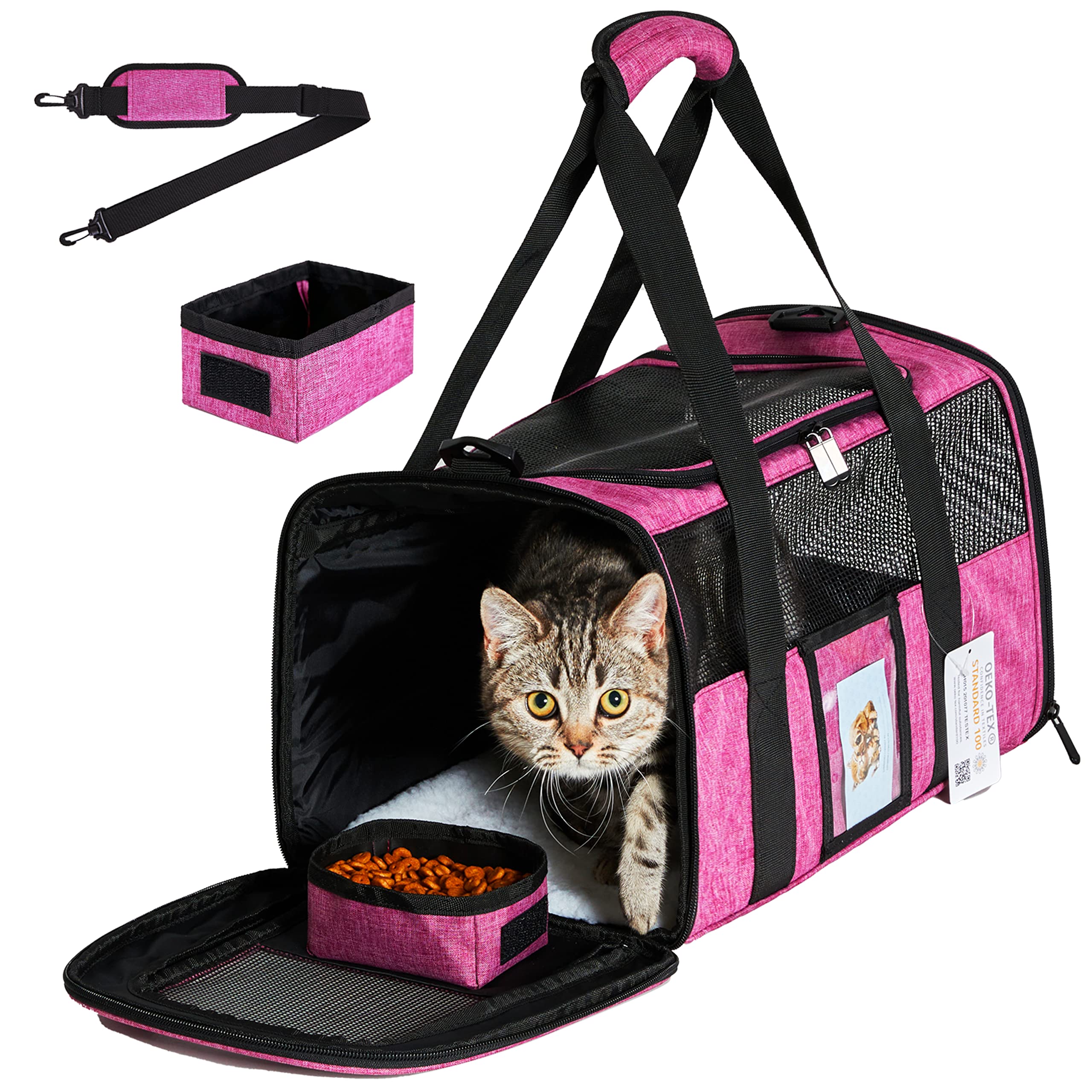 Seclato Pet Carrier - Airline Approved For Small Dogs, Cats, Kittens Under 15Lb - Collapsible Soft Sided Tsa Cat Travel Carrier In Red