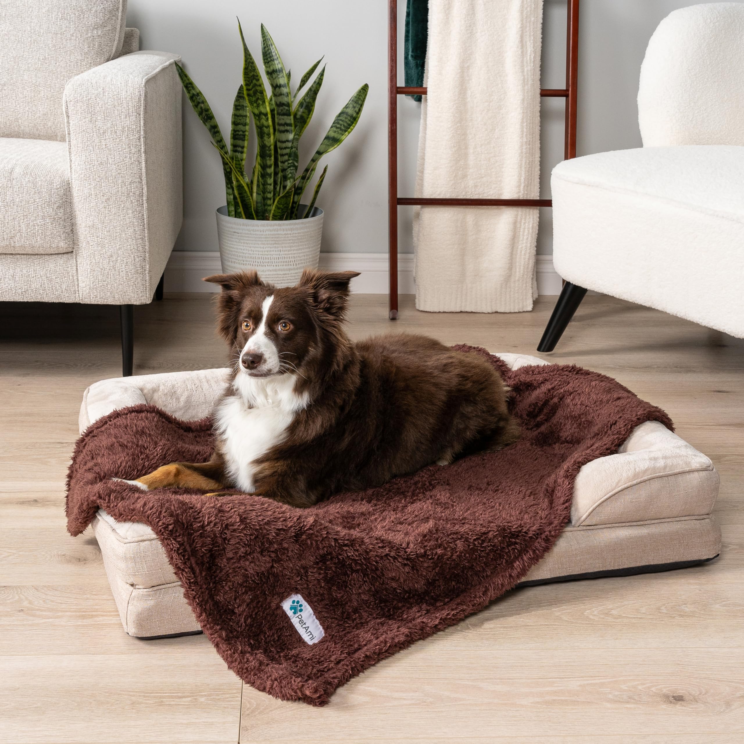 PetAmi Dog Blanket for Small Medium Dogs Brown, Fluffy Soft Puppy Blanket, Sherpa Fleece Cat Blanket for Kitten Doggie, Calming