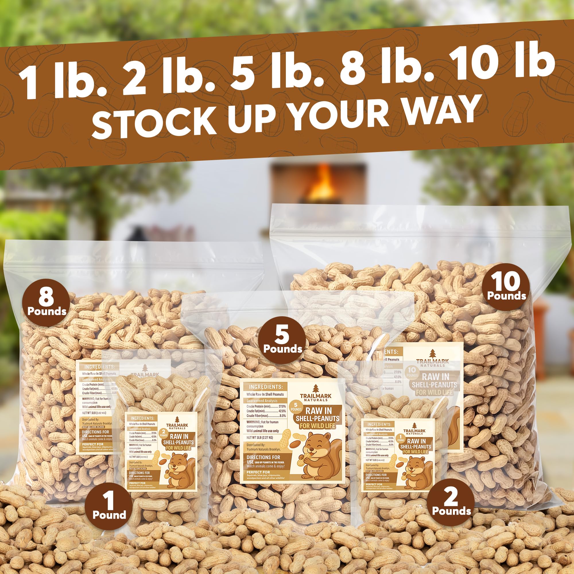 TRAILMARK NATURALS Raw Peanuts for Squirrels & Birds - 25 LB, Grown in the USA