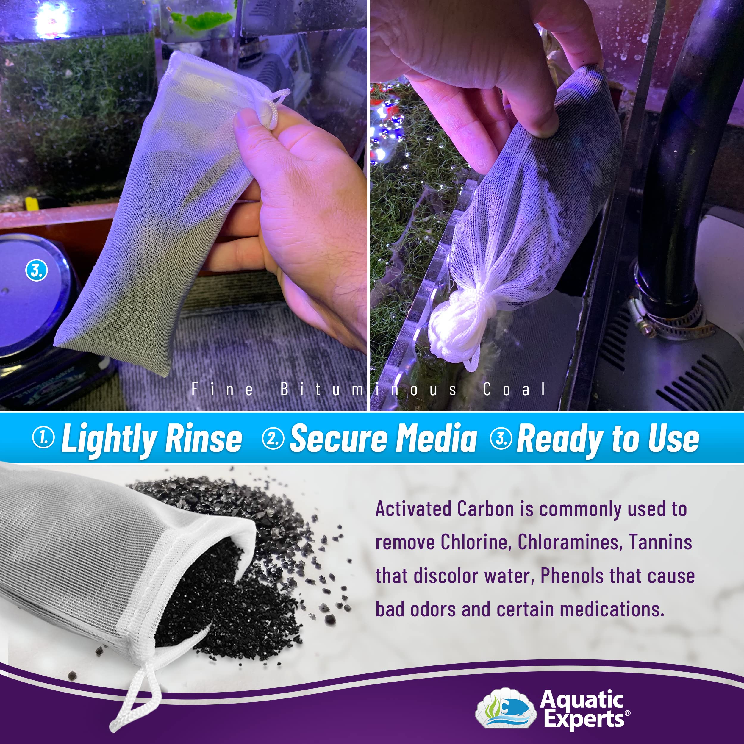 Premium Activated Carbon - Aquarium Carbon Media - Charcoal For Fish Tanks - Aquarium Filter Charcoal Media (Granulated, 5.5 Lbs With Fine Mesh Bag)