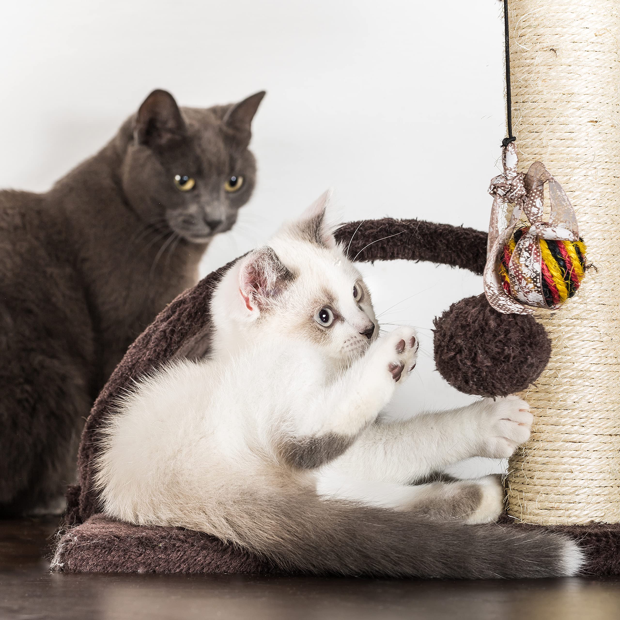 5-Tier Ultimate Cat Tree - 8 Cat Scratching Posts, 2 Padded Perches, 2 Kitty Huts, and 3 Hanging Toys for Multiple Cats by PETMA