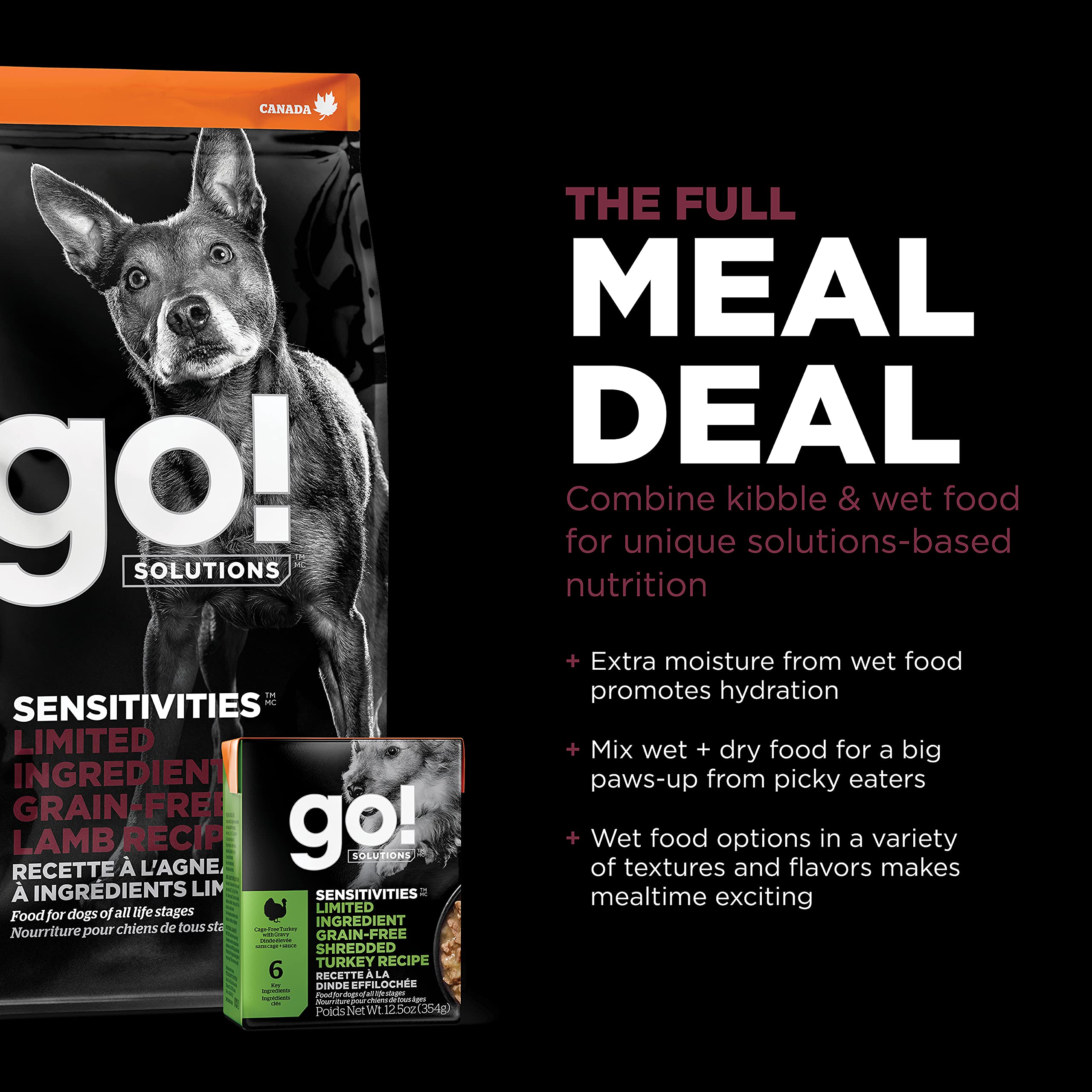 Go! Solutions Sensitivities Limited Ingredients, Grain-Free Dry Dog Food, Lamb Recipe for Sensitive Stomach, 12 lb Bag