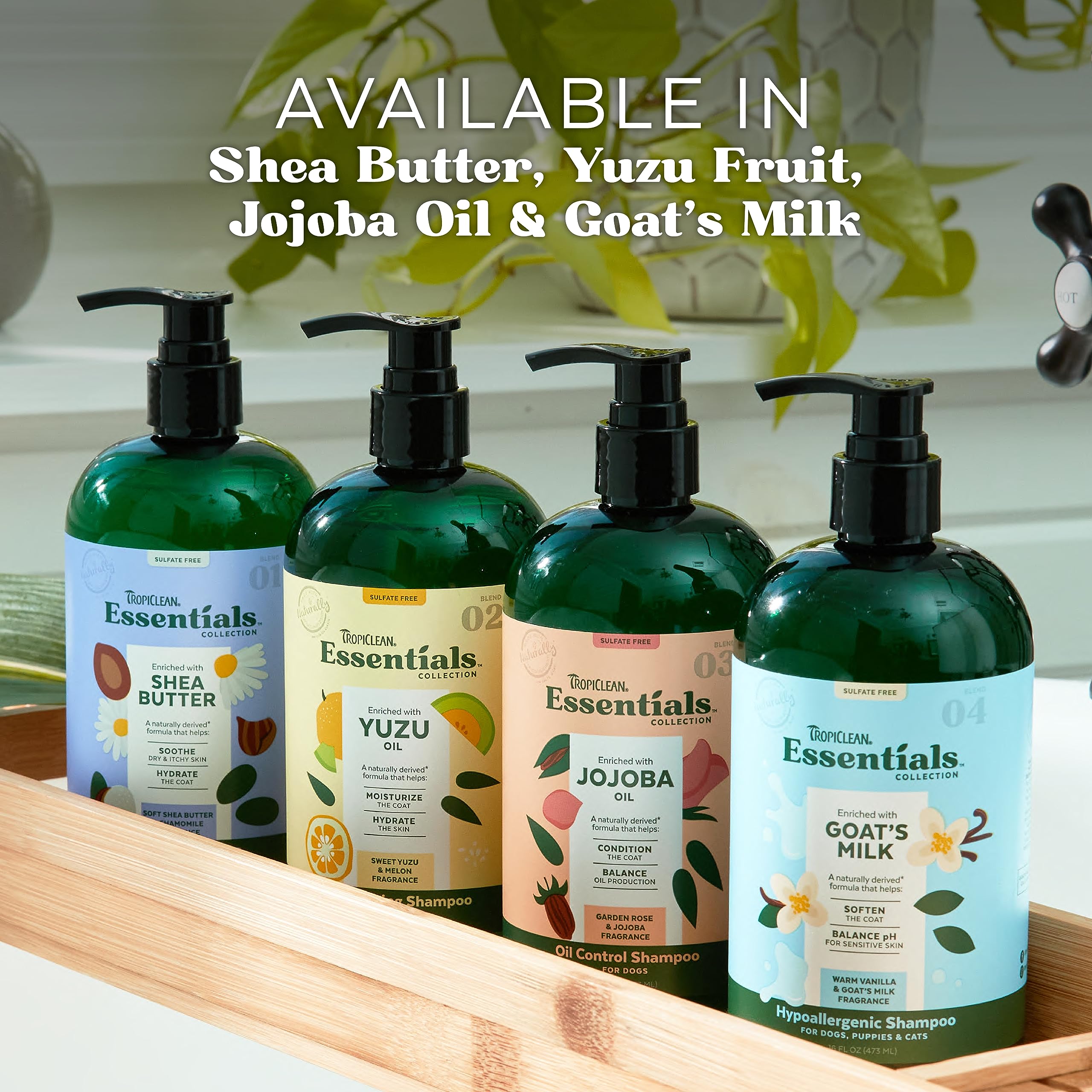 Tropiclean Essentials Goat'S Milk Hypoallergenic Shampoo For Dogs, Puppies, & Cats - Soften The Coat - Balanced Ph For Itchy & S