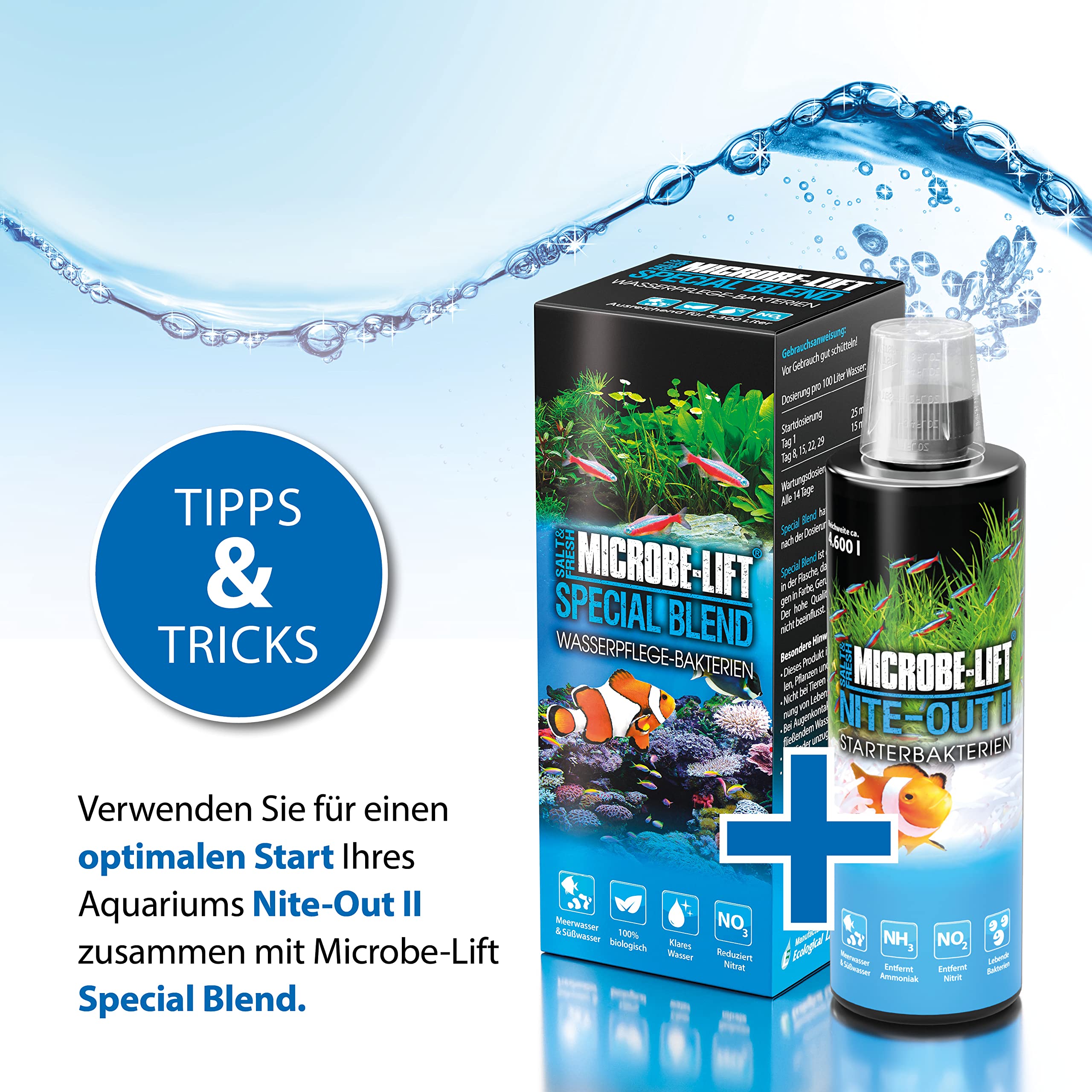 MICROBE-LIFT NITEH64 Nite-Out II Aquarium Cleaner, Rapid Ammonia & Nitrite Reduction, 64 Ounces, Freshwater/Saltwater, Black