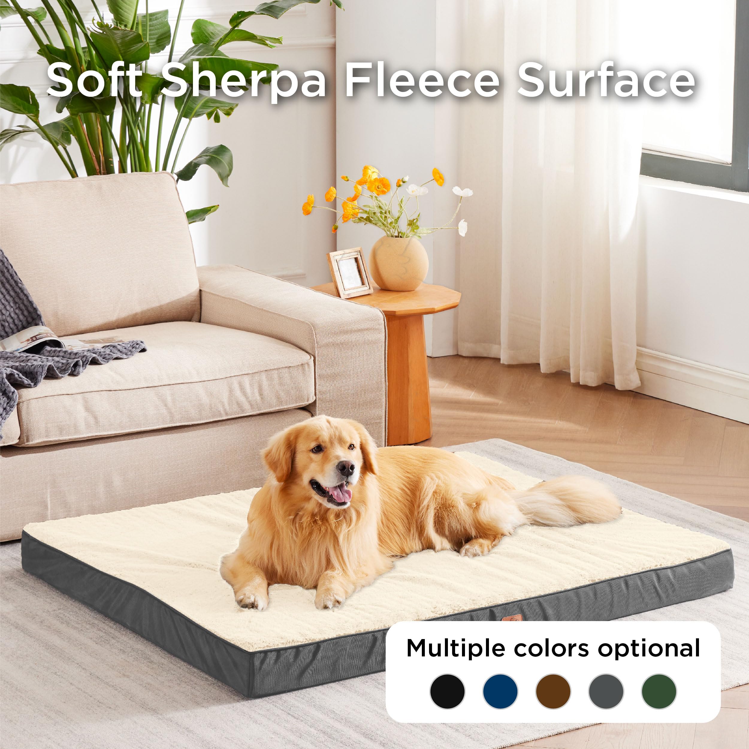 Bedsure Giant Dog Bed - Orthopedic Egg Crate Foam, 54"x44", Black, Removable Washable Cover, For Dogs Up to 150 lbs