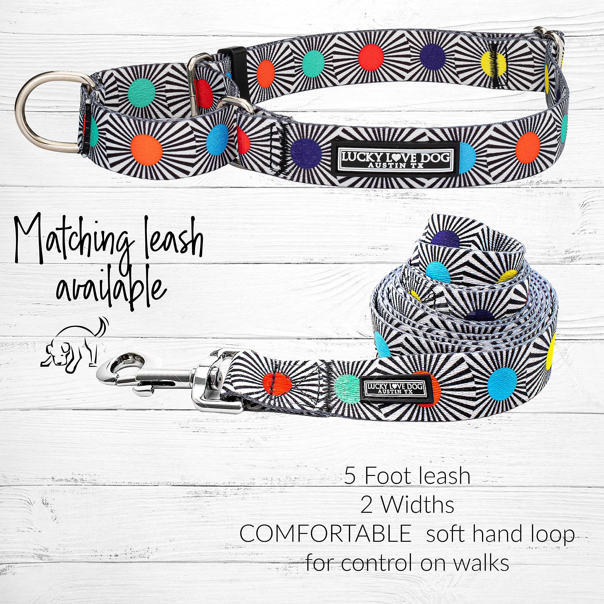 Lucky Love Dog, Adjustable Fun Style Martingale Collar For Dogs, Comfy & Bright Color, Premium No Slip Dog Collar - (Small, Soco