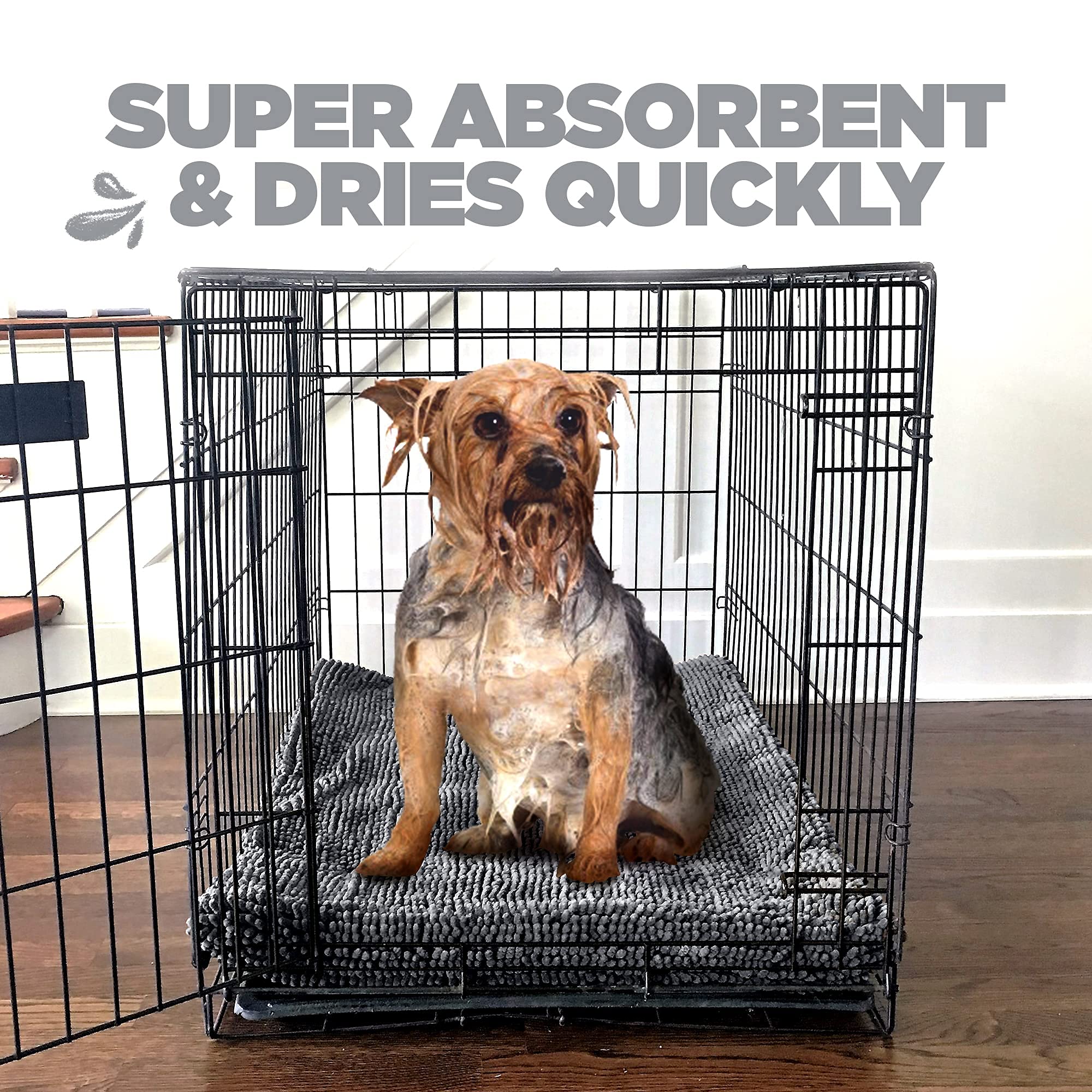 Soggy Doggy Crate Mate Dog Bed, Microfiber Chenille Dog Mats, Comfy Dog Mats for Sleeping & Drying, Ultra-Absorbent Dog Beds & F